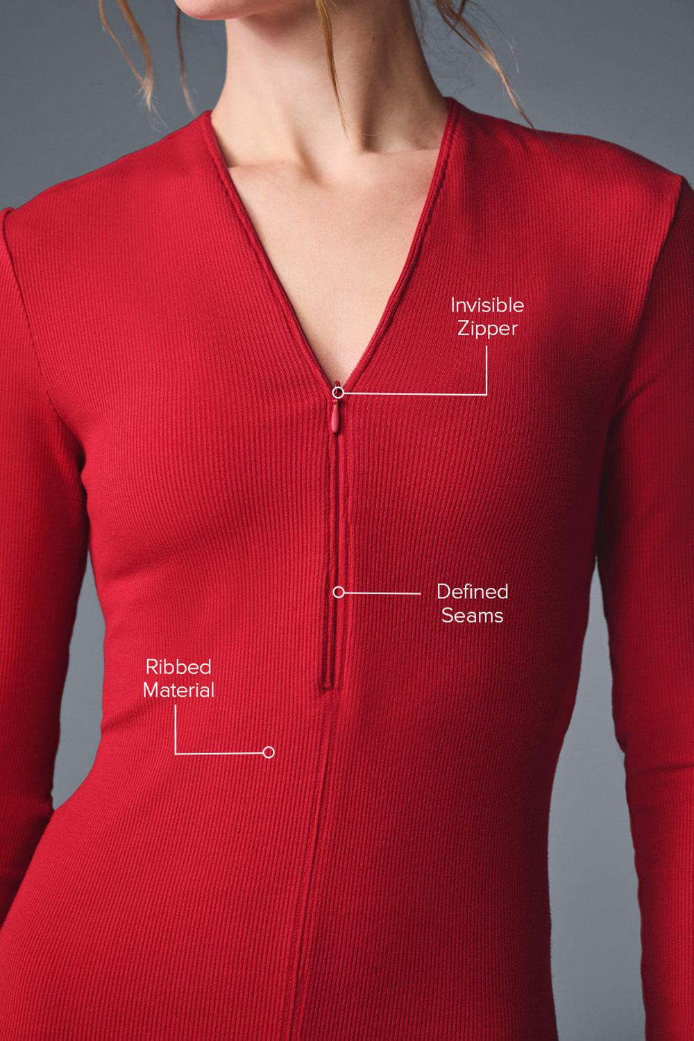 Bold Red Women Alo Yoga Ribbed Mesmerize Long Sleeve | Australia  06284-BWHF