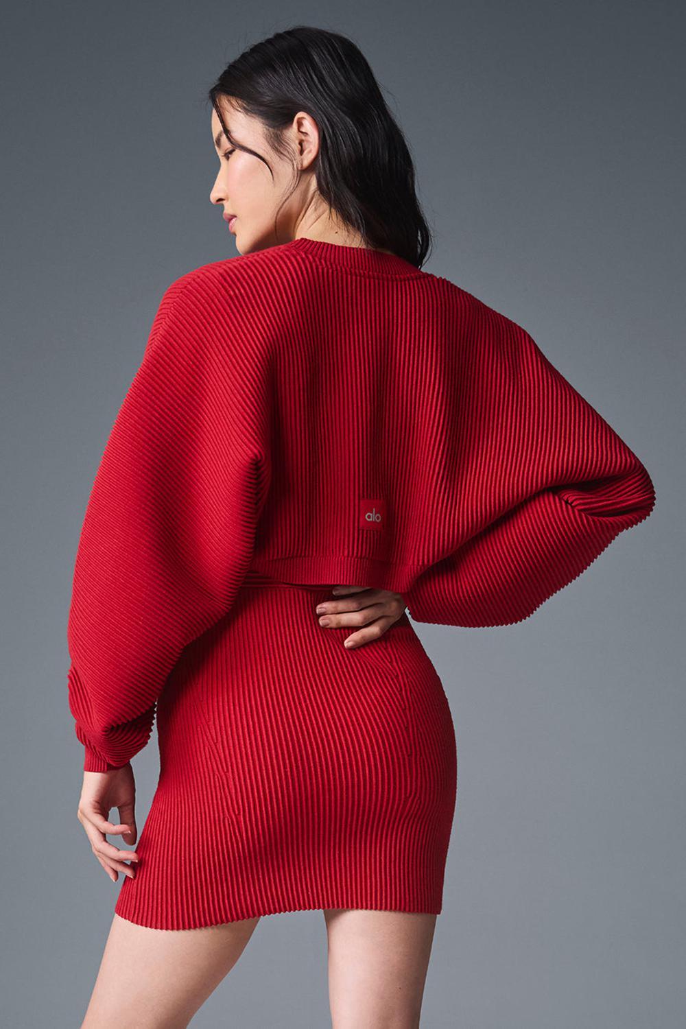 Bold Red / Dark Bold Red Women Alo Yoga Denim Knit Shawl Scarf | Australia  21543-IMUJ