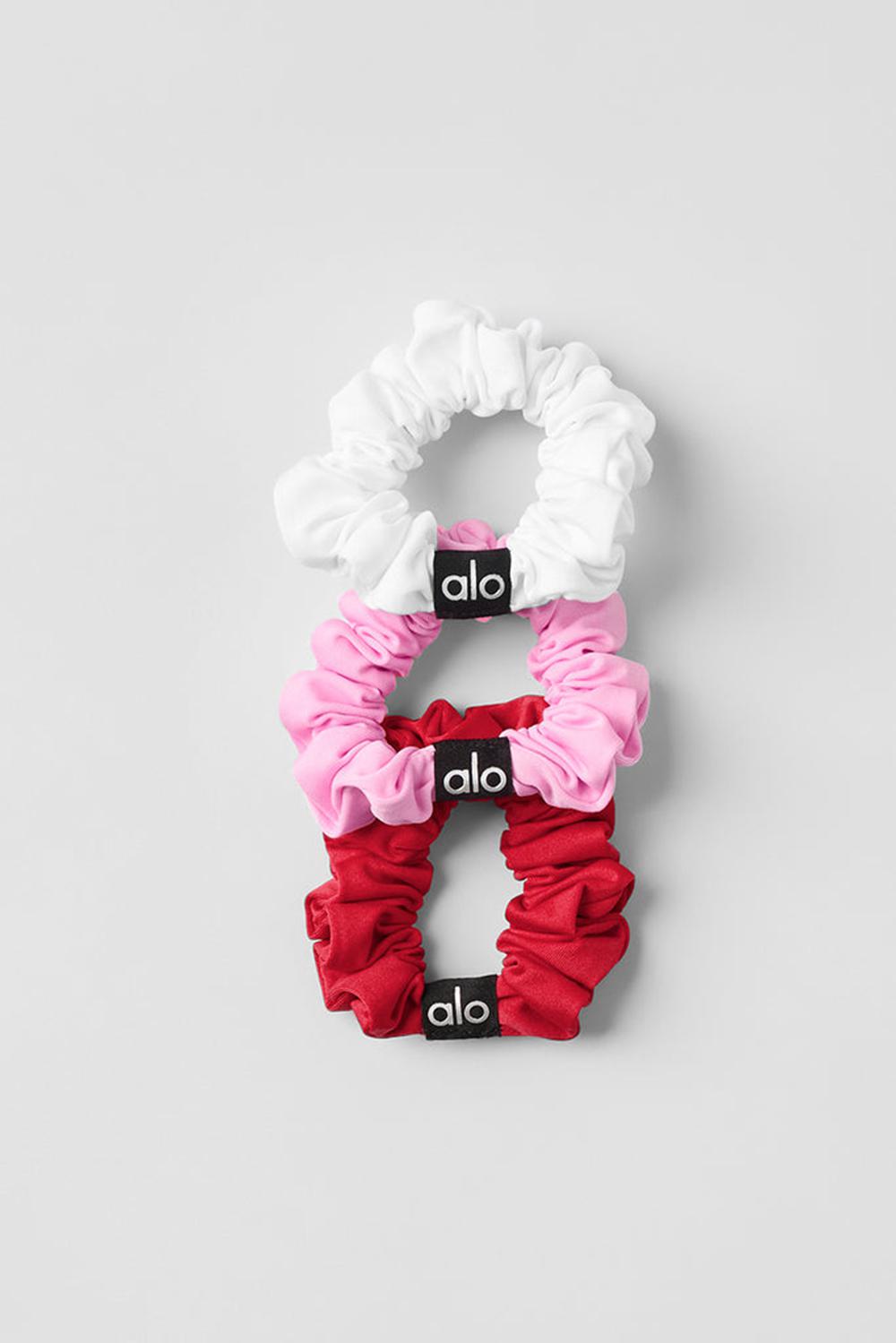 Bold Red / Sweet Pink / White Women Alo Yoga Fresh Mini 3-Pack Scrunchie | Australia  81765-XSPV