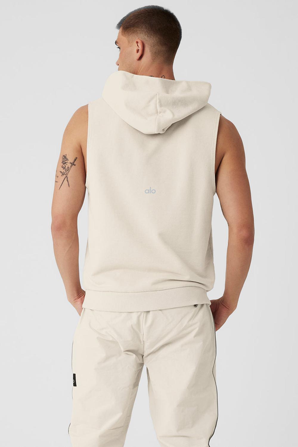 Bone Men Alo Yoga Chill Sleeveless Hoodie | Australia  54219-JSGY