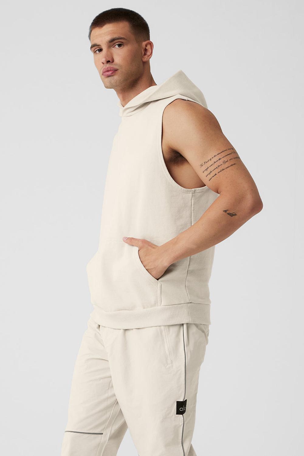Bone Men Alo Yoga Chill Sleeveless Hoodie | Australia  54219-JSGY