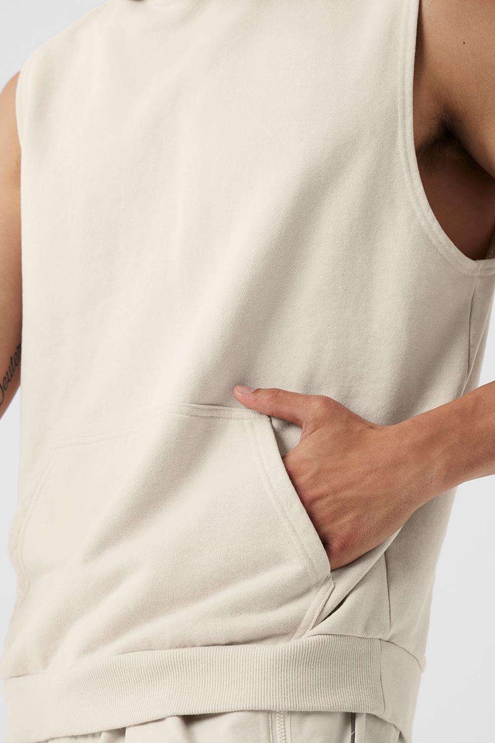 Bone Men Alo Yoga Chill Sleeveless Hoodie | Australia  54219-JSGY