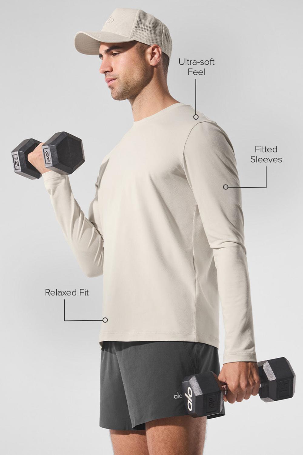 Bone Men Alo Yoga Conquer Reform Crewneck Long Sleeve | Australia  29863-VXFS