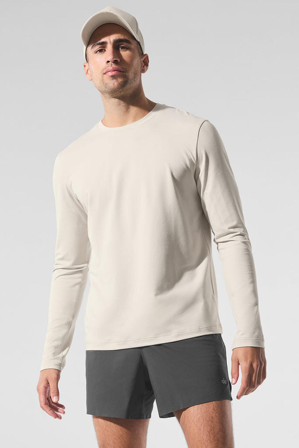 Bone Men Alo Yoga Conquer Reform Crewneck Long Sleeve | Australia  29863-VXFS