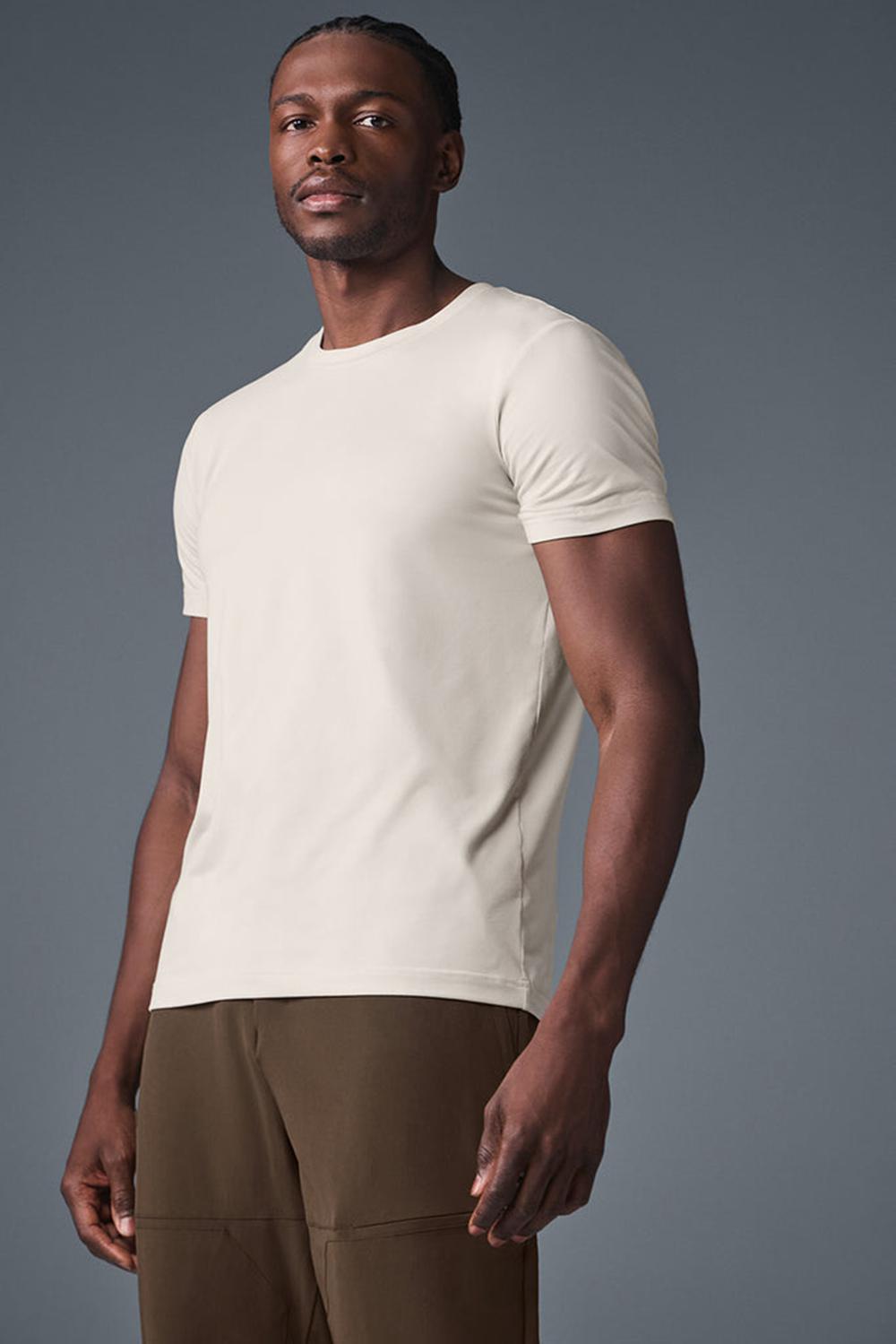 Bone Men Alo Yoga Conquer Reform Crewneck Short Sleeve | Australia  43918-XDGK