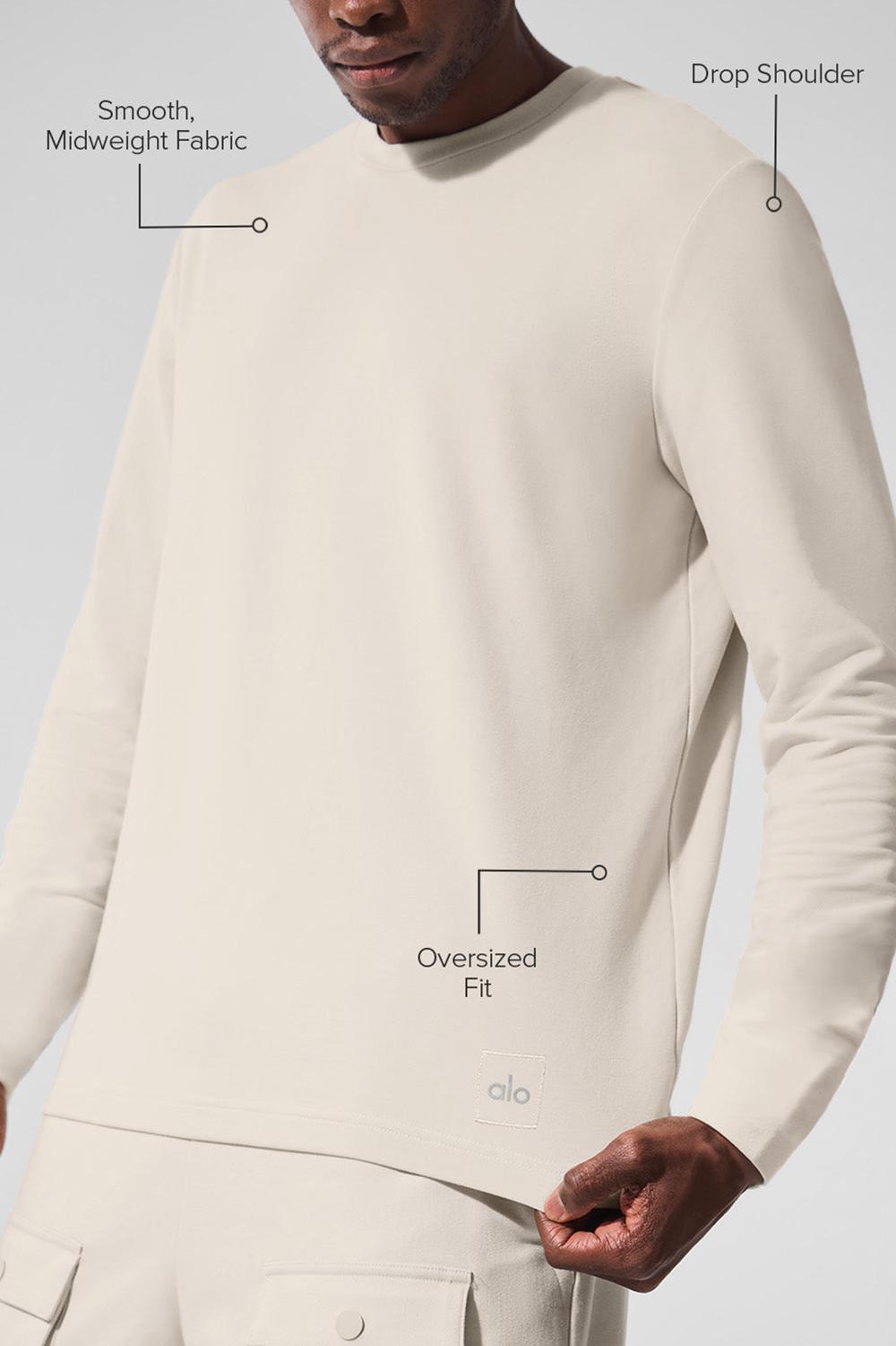 Bone Men Alo Yoga Double Take Crew Long Sleeve | Australia  63401-OFMD