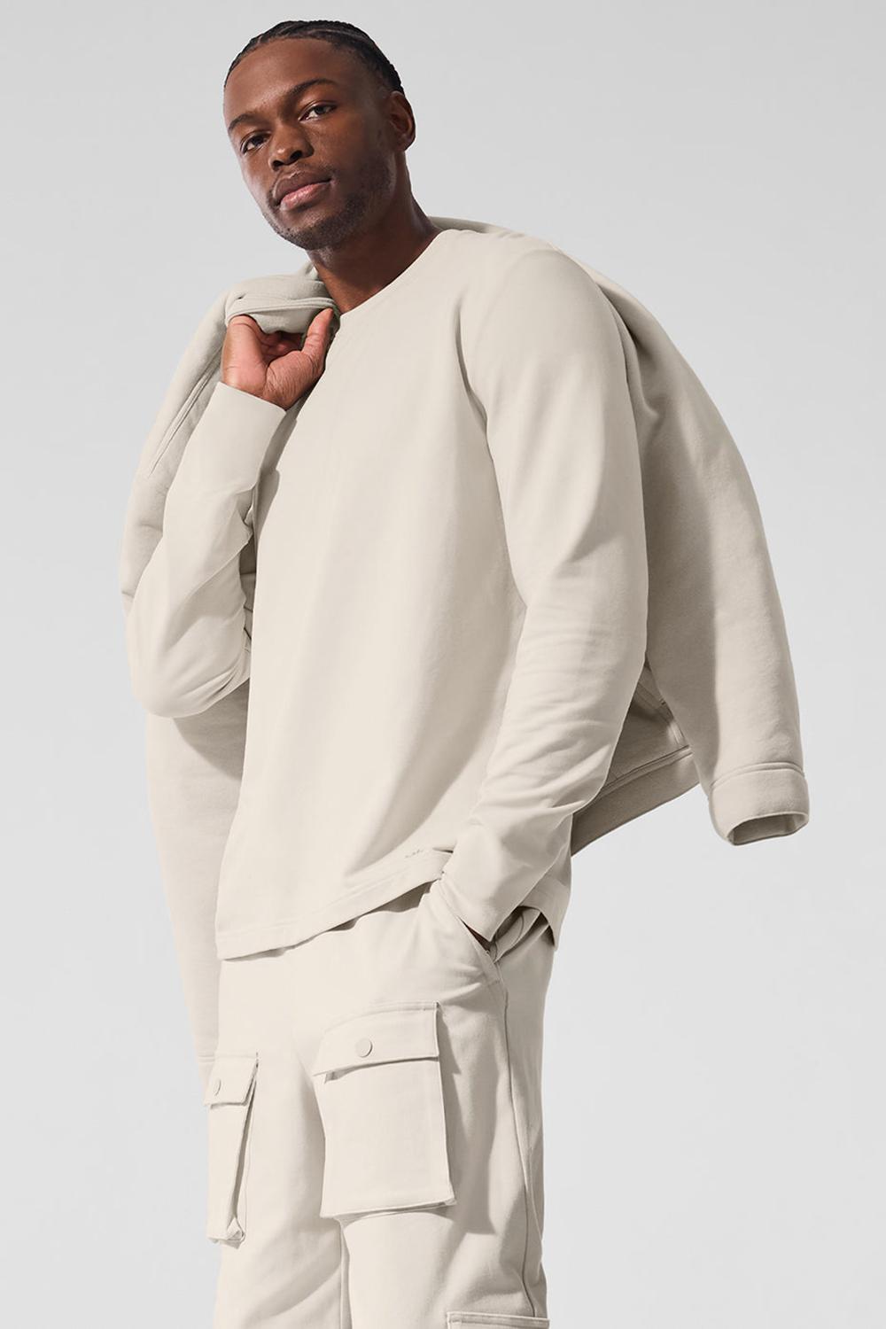 Bone Men Alo Yoga Double Take Crew Long Sleeve | Australia  63401-OFMD