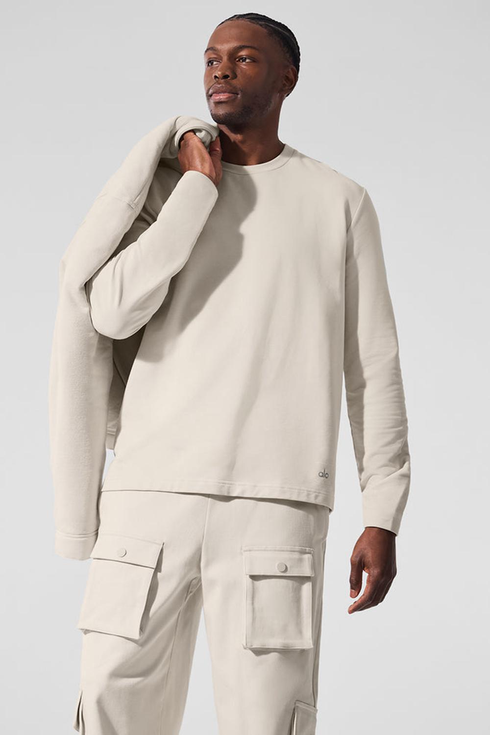 Bone Men Alo Yoga Double Take Crew Long Sleeve | Australia  63401-OFMD