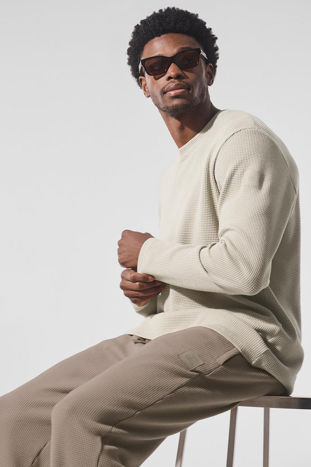 Bone Men Alo Yoga Elevate Waffle Crew Long Sleeve | Australia  37640-NGUQ