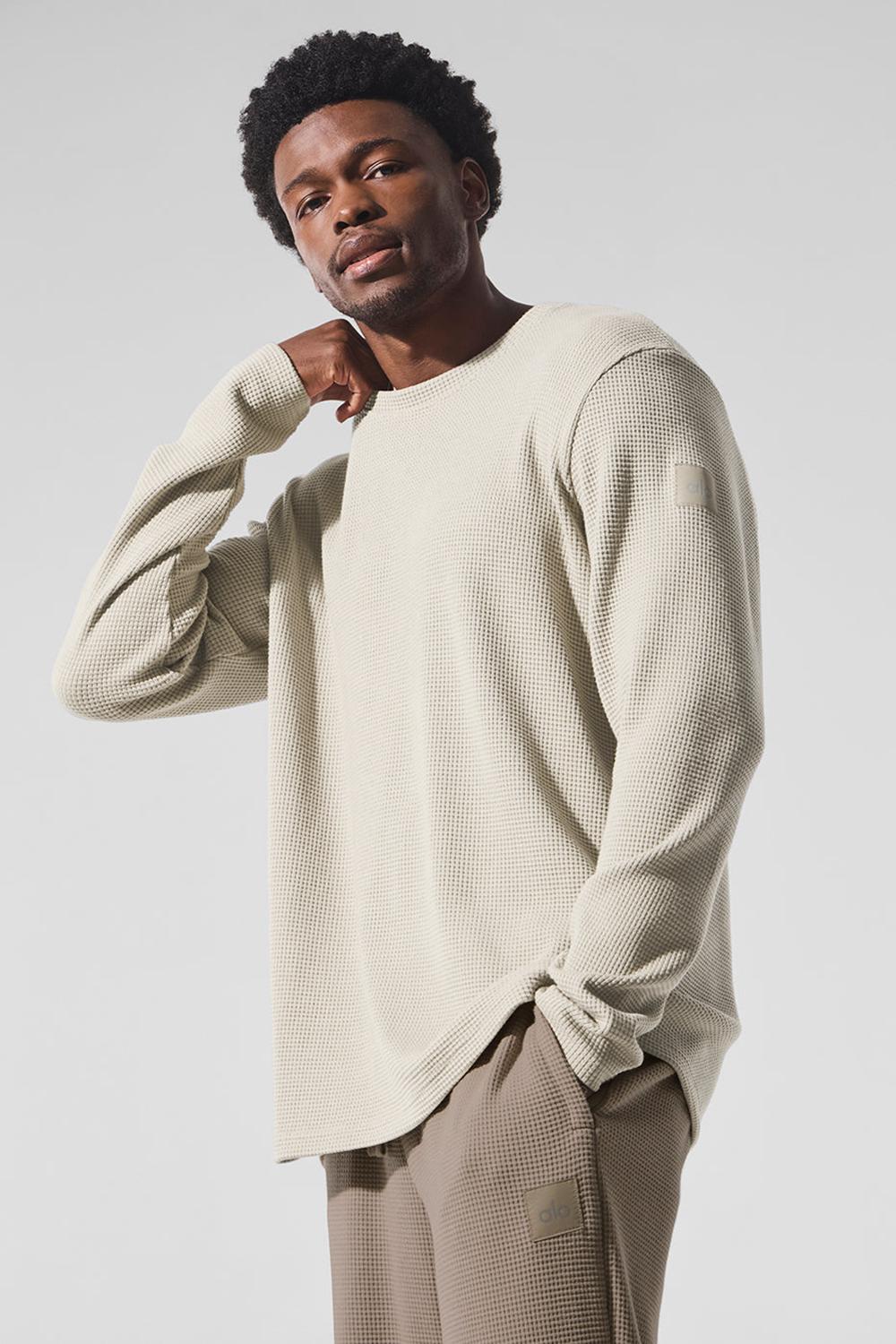 Bone Men Alo Yoga Elevate Waffle Crew Long Sleeve | Australia  37640-NGUQ
