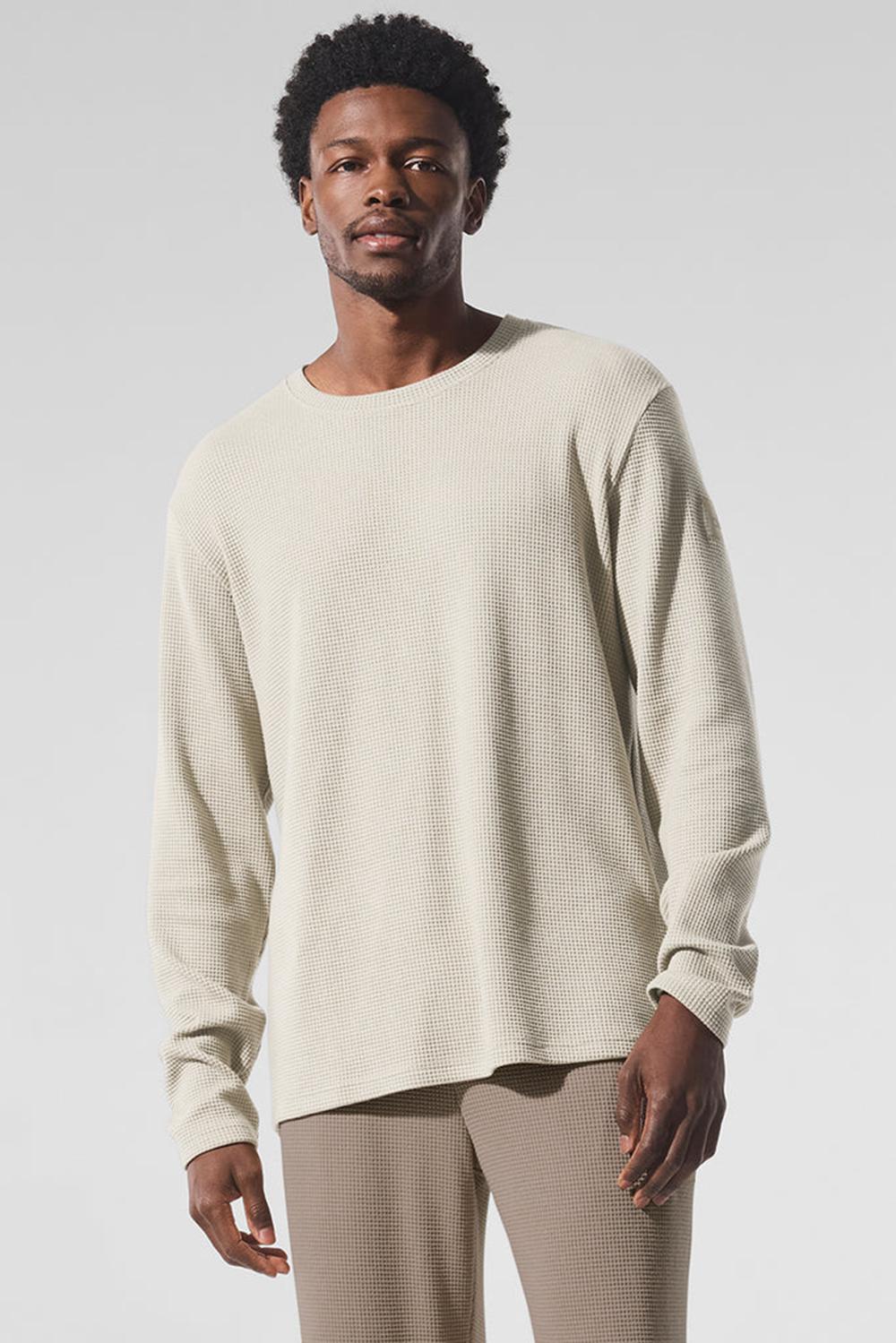 Bone Men Alo Yoga Elevate Waffle Crew Long Sleeve | Australia  37640-NGUQ