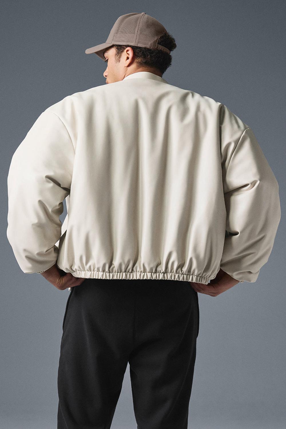 Bone Men Alo Yoga Faux Leather Premier Bomber Jacket | Australia  89312-JSTB