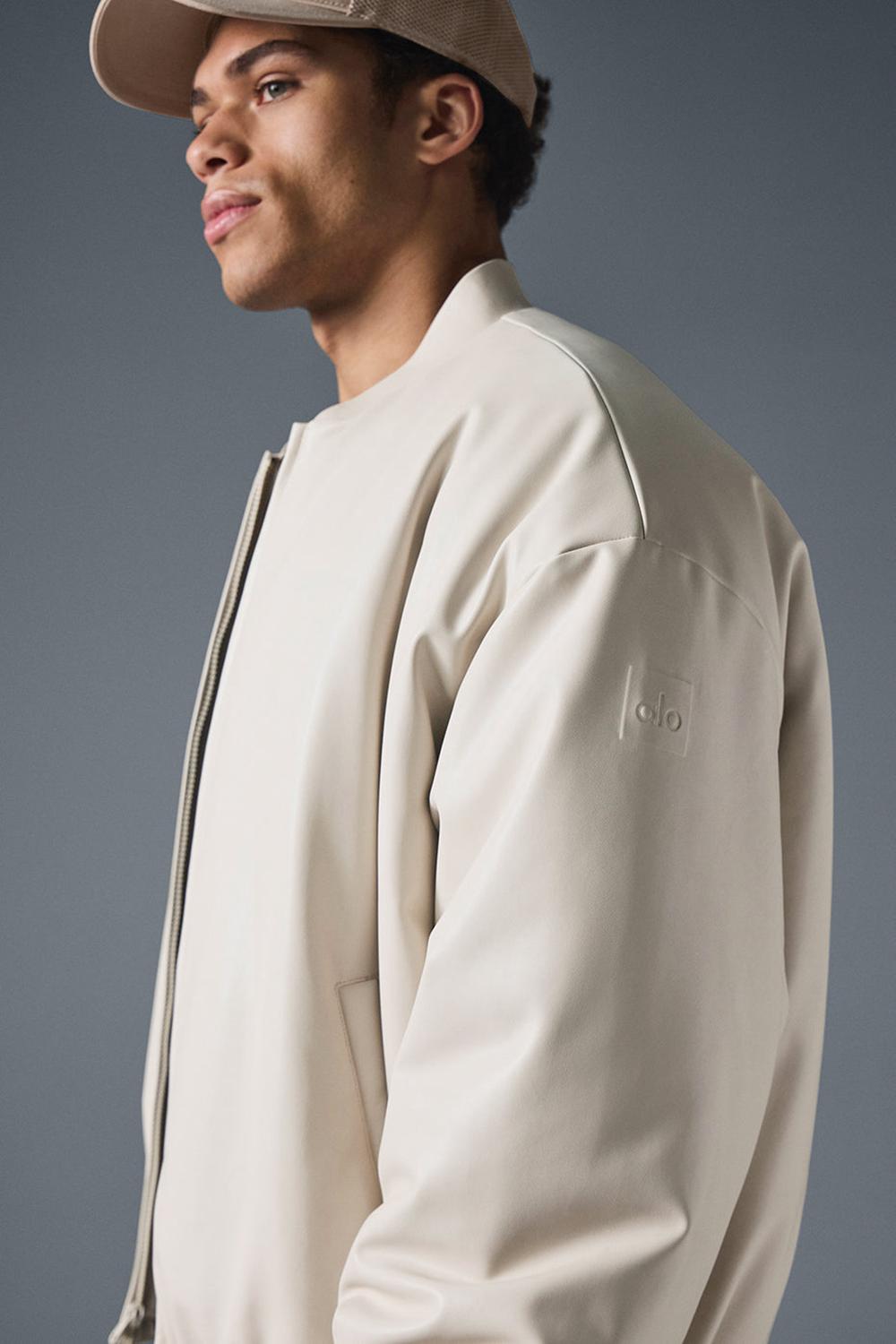 Bone Men Alo Yoga Faux Leather Premier Bomber Jacket | Australia  89312-JSTB