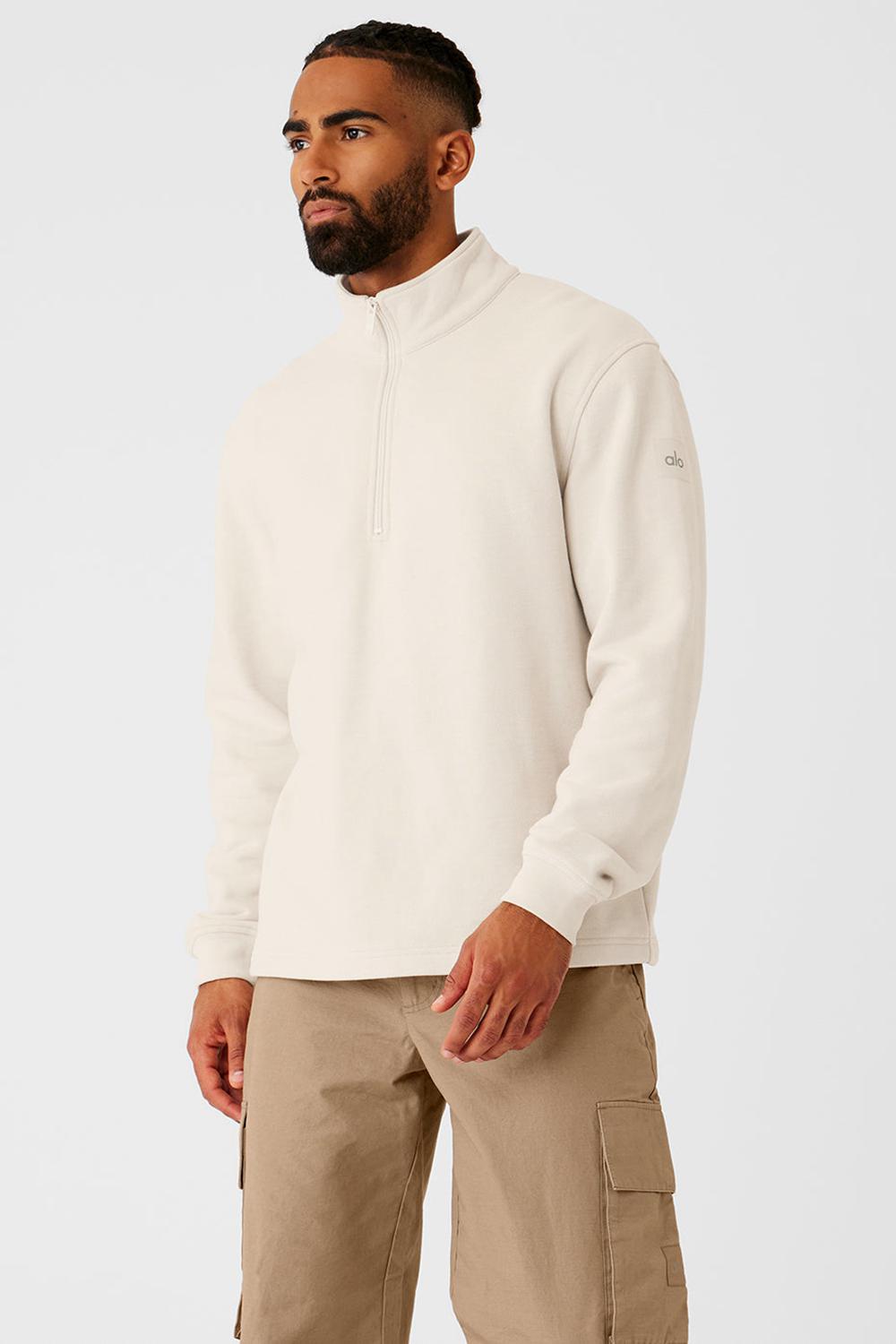 Bone Men Alo Yoga Renown Heavy Weight 1/4 Zip Hoodie | Australia  65079-XEWH