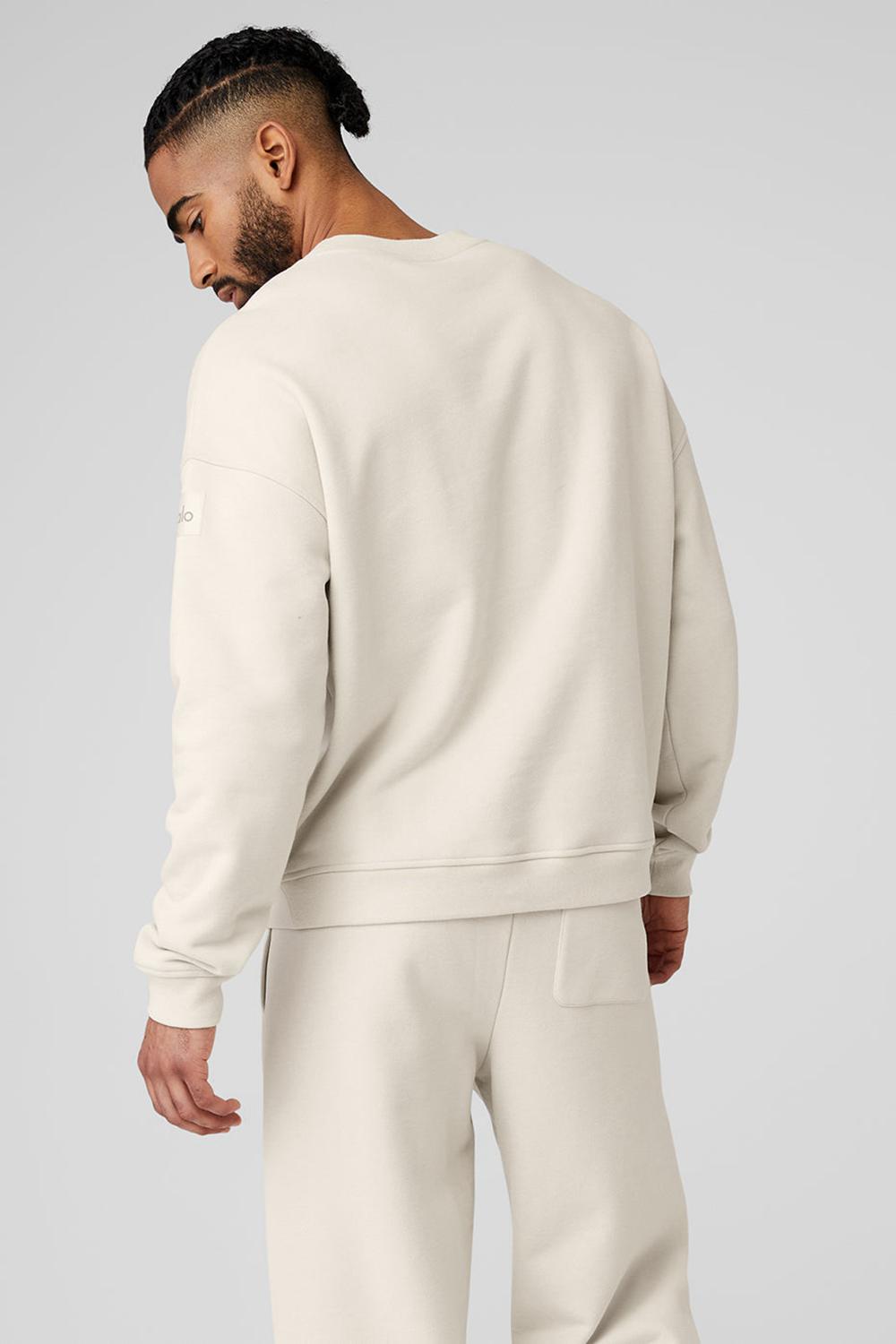 Bone Men Alo Yoga Renown Heavy Weight Crew Neck Pullover | Australia  67094-AVJX