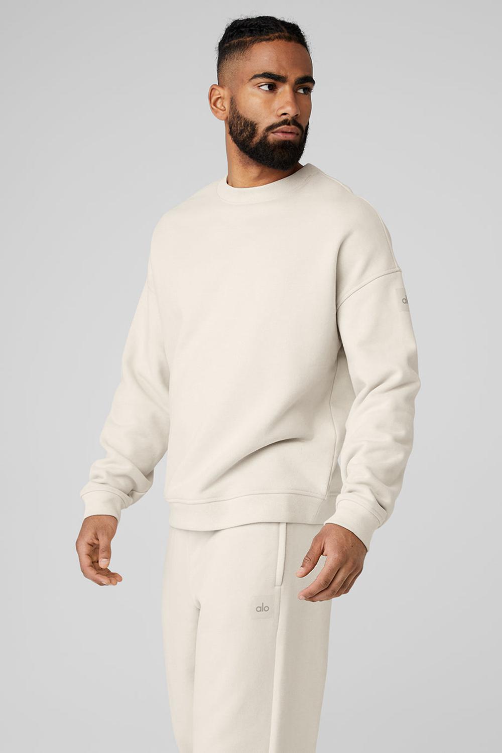 Bone Men Alo Yoga Renown Heavy Weight Crew Neck Pullover | Australia  67094-AVJX