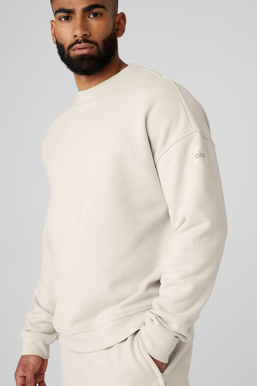 Bone Men Alo Yoga Renown Heavy Weight Crew Neck Pullover | Australia  67094-AVJX