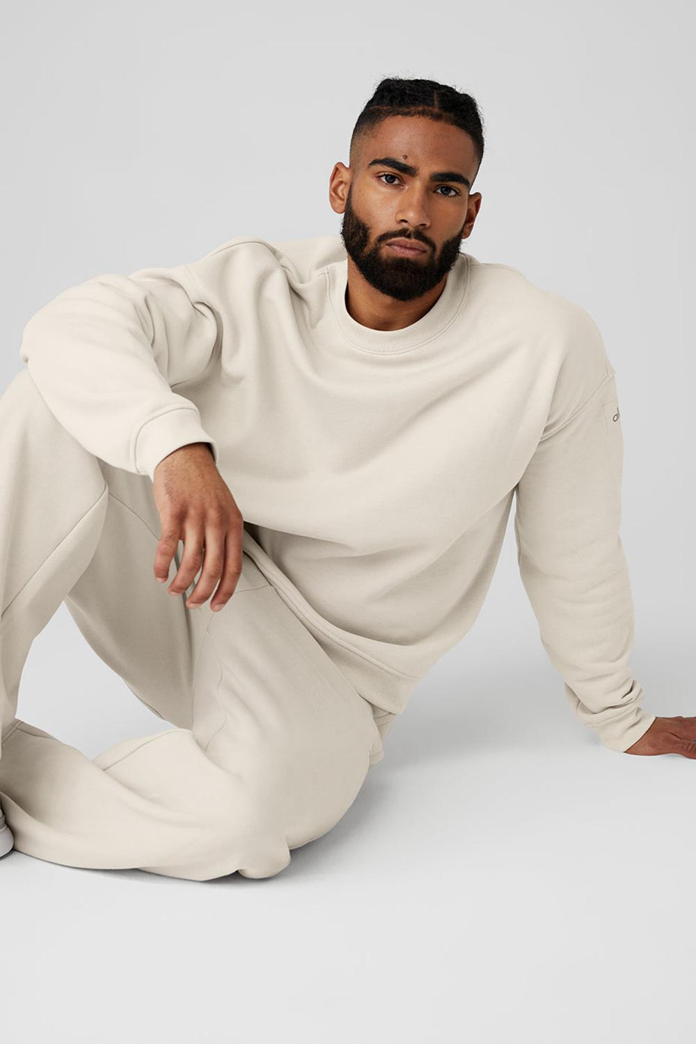 Bone Men Alo Yoga Renown Heavy Weight Crew Neck Pullover | Australia  67094-AVJX