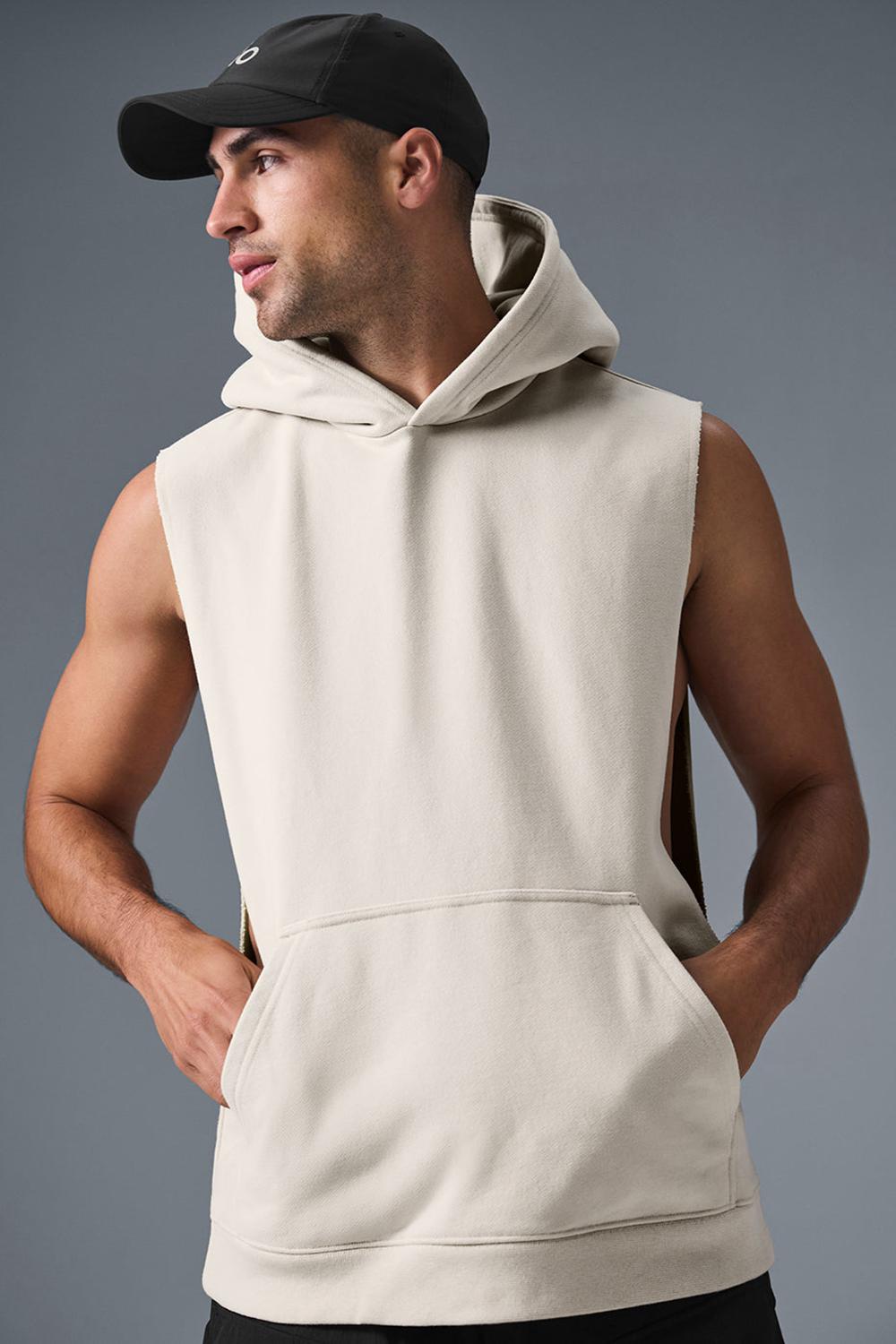 Bone Men Alo Yoga Renown Sleeveless Hoodie | Australia  24859-OPIW