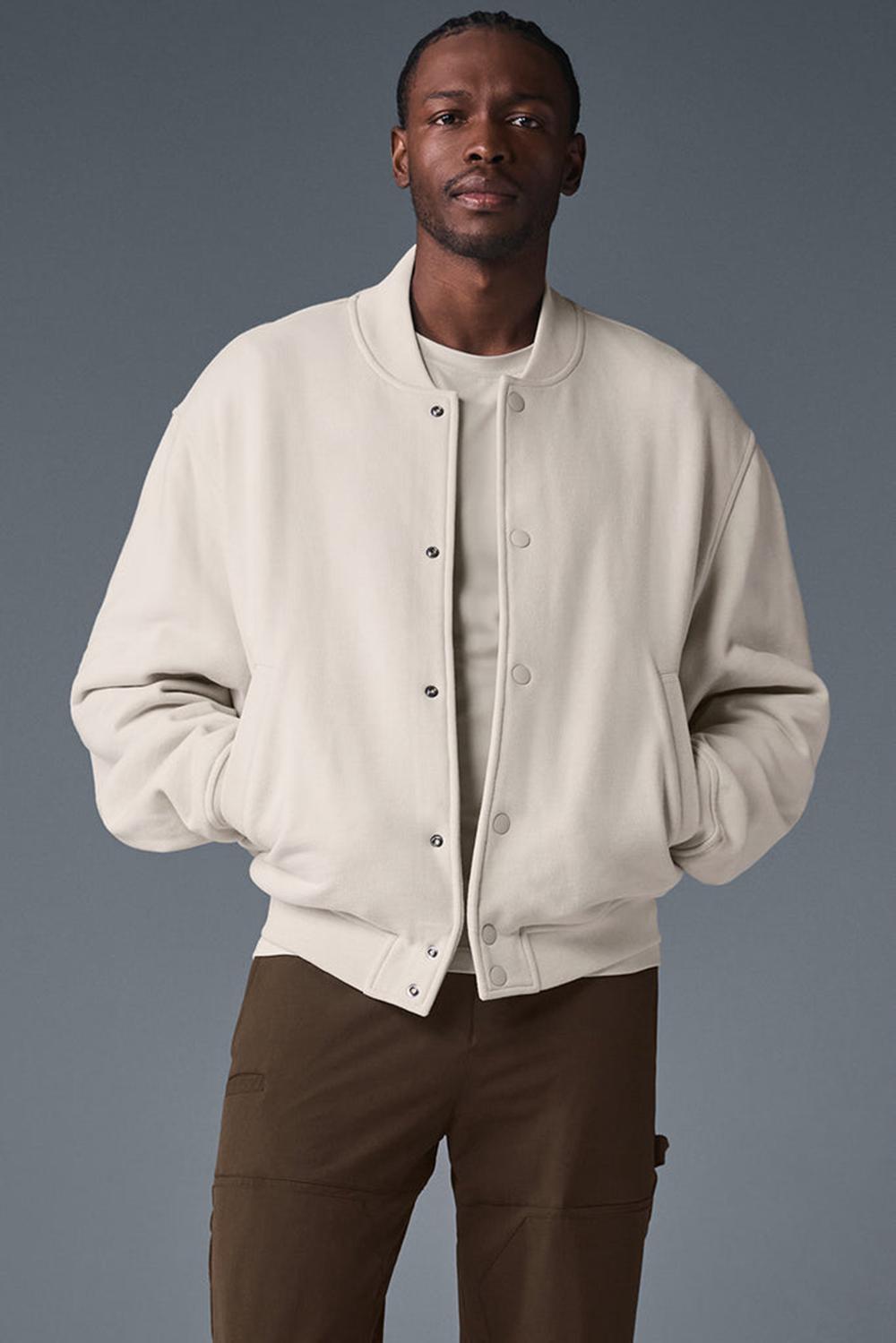 Bone Men Alo Yoga Renown Varsity Jacket | Australia  73490-OIRE