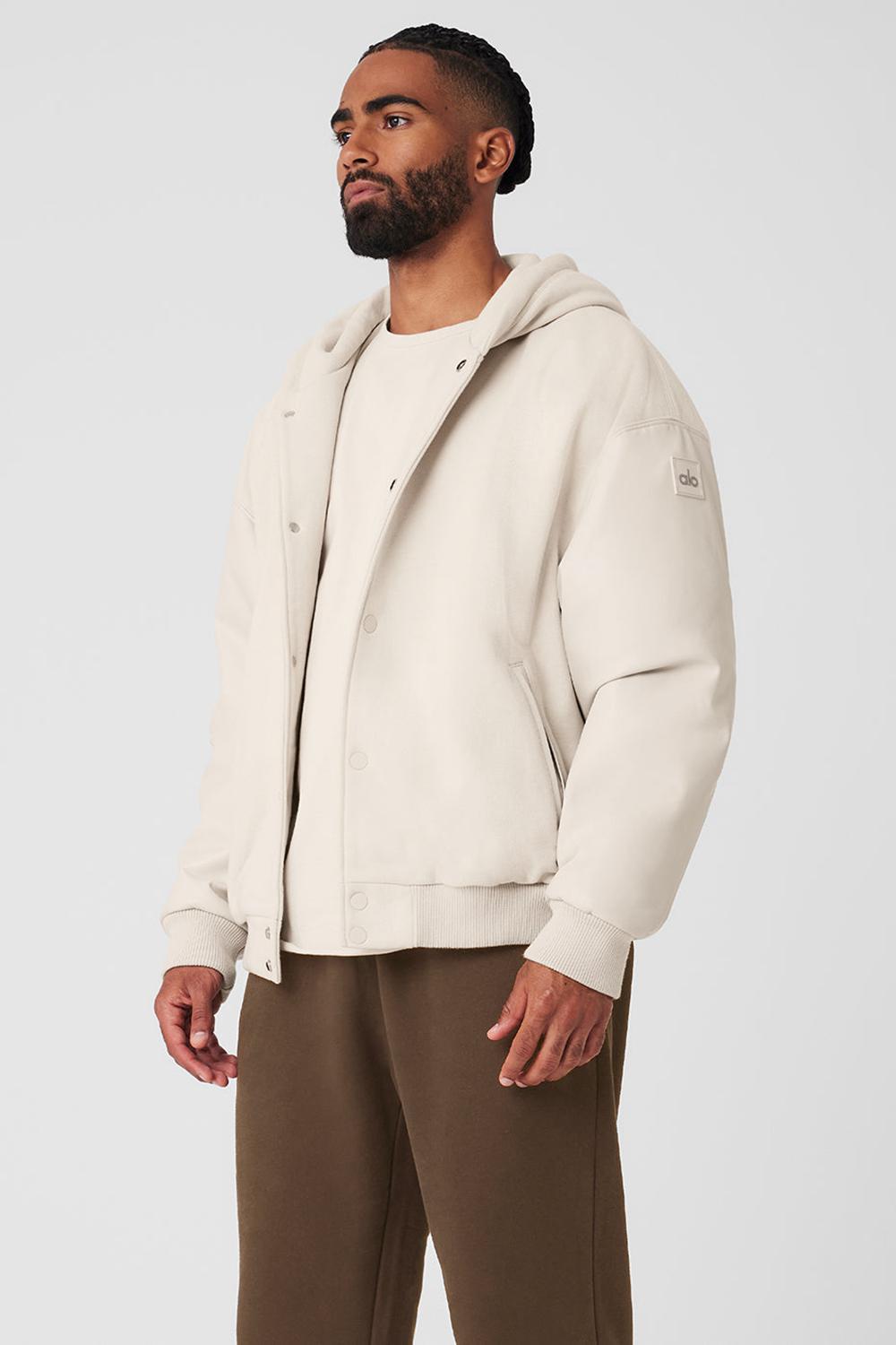 Bone Men Alo Yoga Select Hooded Bomber Jacket | Australia  03649-ICAD