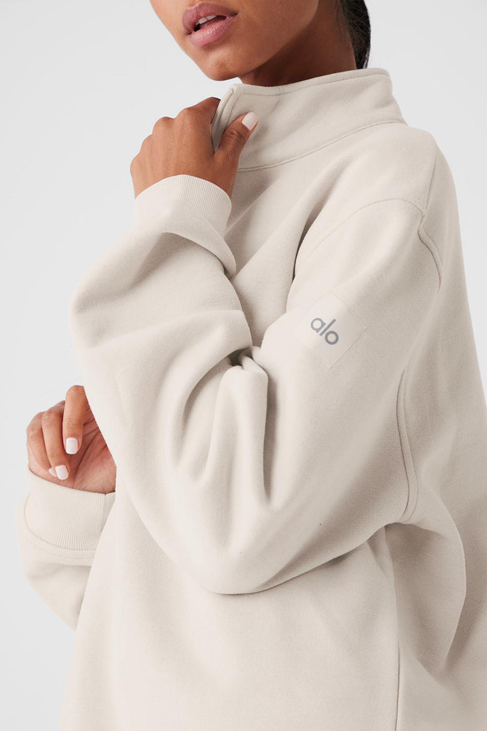 Bone Women Alo Yoga Renown Heavy Weight 1/4 Zip Hoodie | Australia  51723-LBUS
