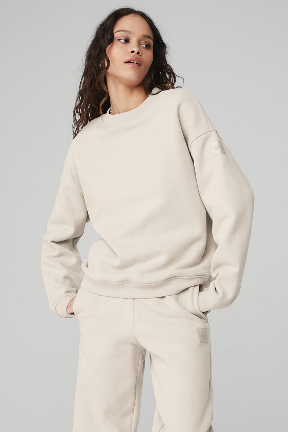 Bone Women Alo Yoga Renown Heavy Weight Crew Neck Pullover | Australia  54896-IXNU