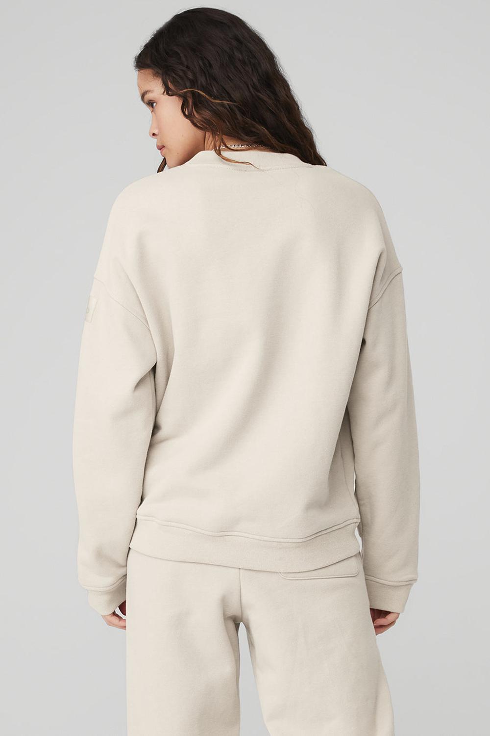 Bone Women Alo Yoga Renown Heavy Weight Crew Neck Pullover | Australia  54896-IXNU