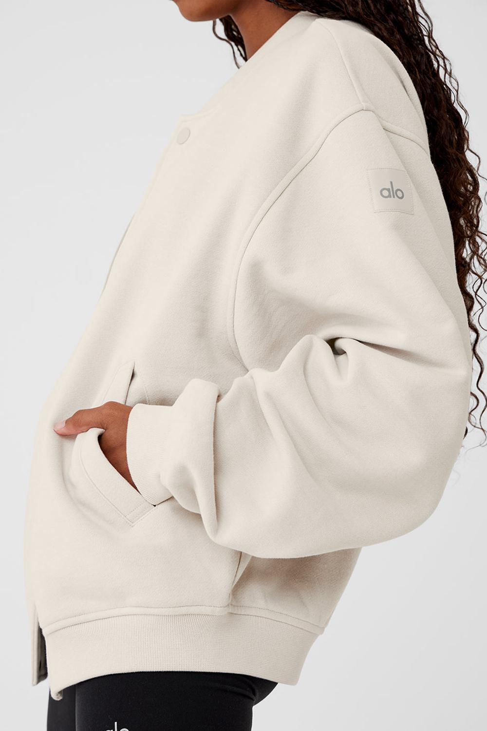 Bone Women Alo Yoga Renown Varsity Jacket | Australia  59126-BLPV