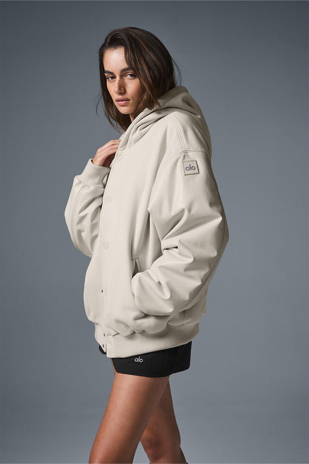 Bone Women Alo Yoga Select Hooded Bomber Jacket | Australia  36549-PMNL