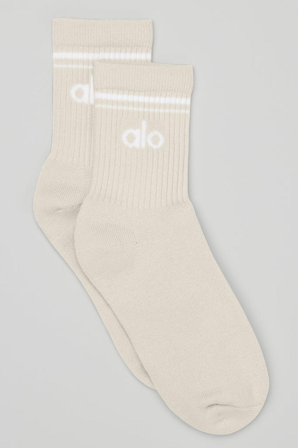 Bone / White Men Alo Yoga Unisex Half-Crew Throwback Sock | Australia  48195-RGBQ