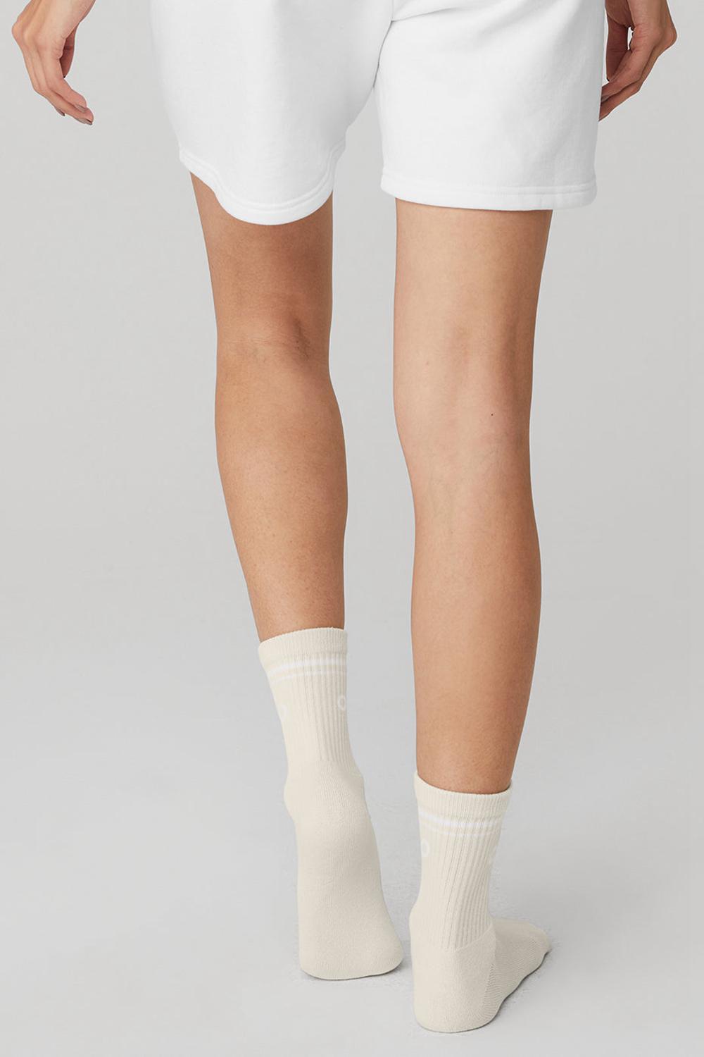 Bone / White Women Alo Yoga Unisex Half-Crew Throwback Sock | Australia  80963-DRPG