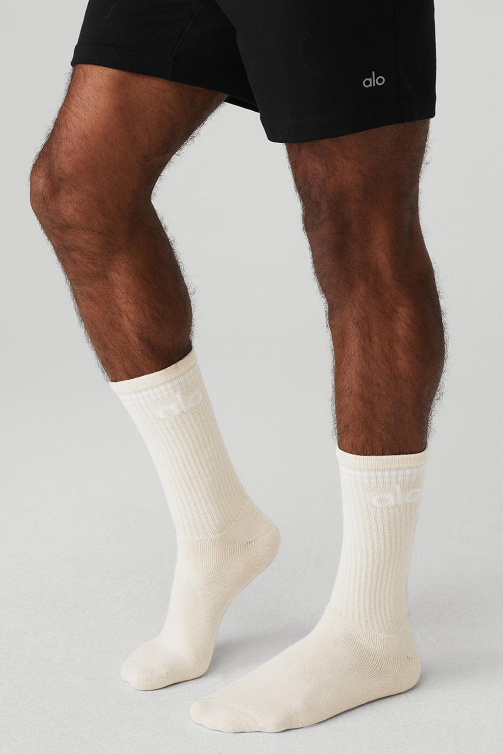 Bone / White Women Alo Yoga Unisex Throwback Sock | Australia  91062-HQMY