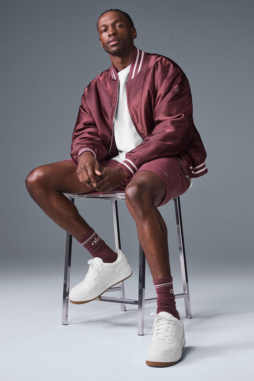 Burgundy Truffle Men Alo Yoga Afterglow Varsity Jacket | Australia  32480-MQIE