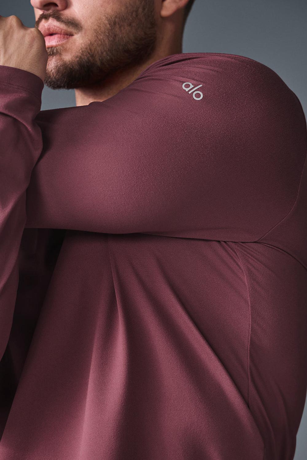 Burgundy Truffle Men Alo Yoga Conquer Reform With Hood Long Sleeve | Australia  17948-NRKY