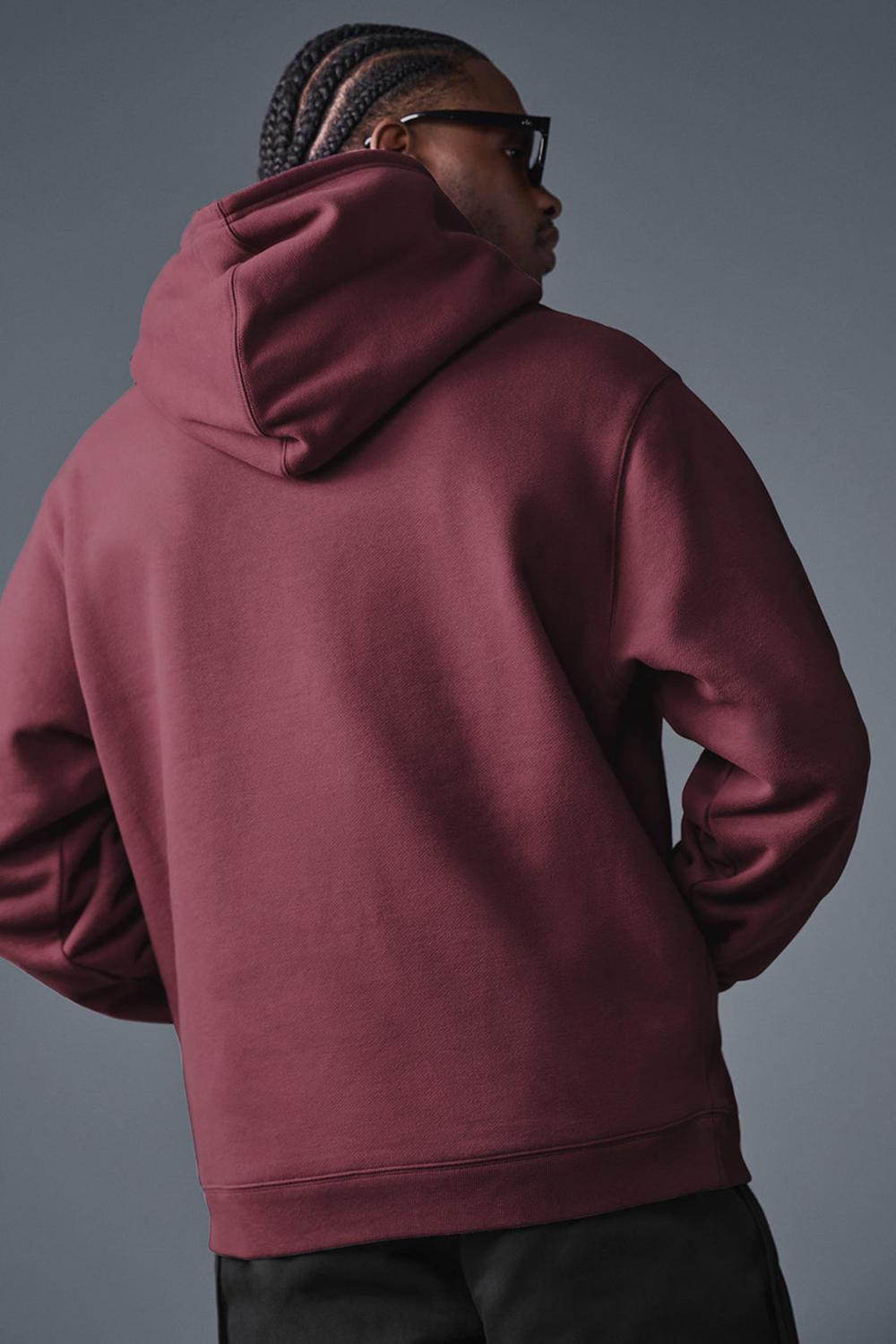 Burgundy Truffle Men Alo Yoga Renown Heavy Weight Hoodie | Australia  89421-WOZM