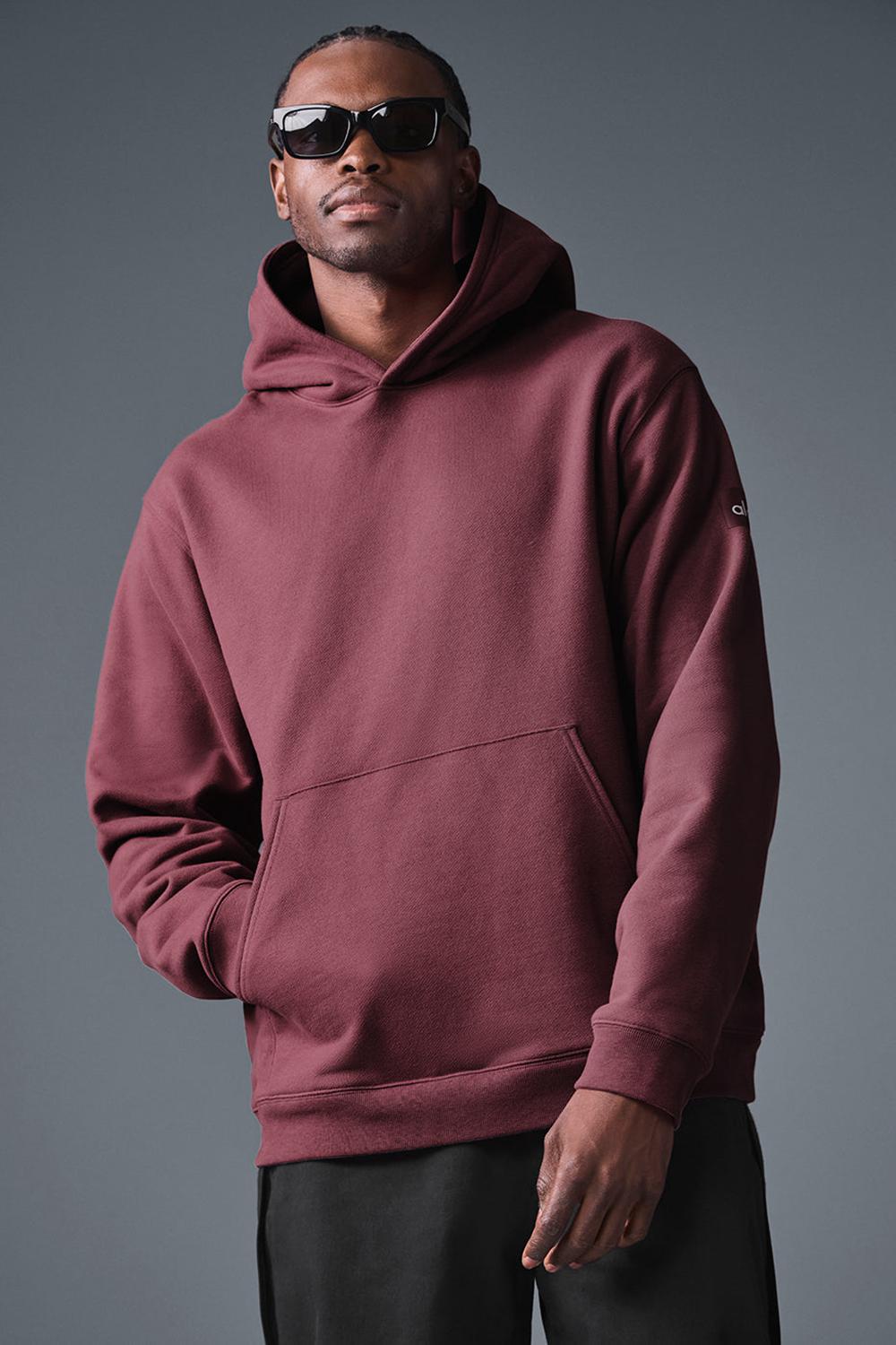 Burgundy Truffle Men Alo Yoga Renown Heavy Weight Hoodie | Australia  89421-WOZM