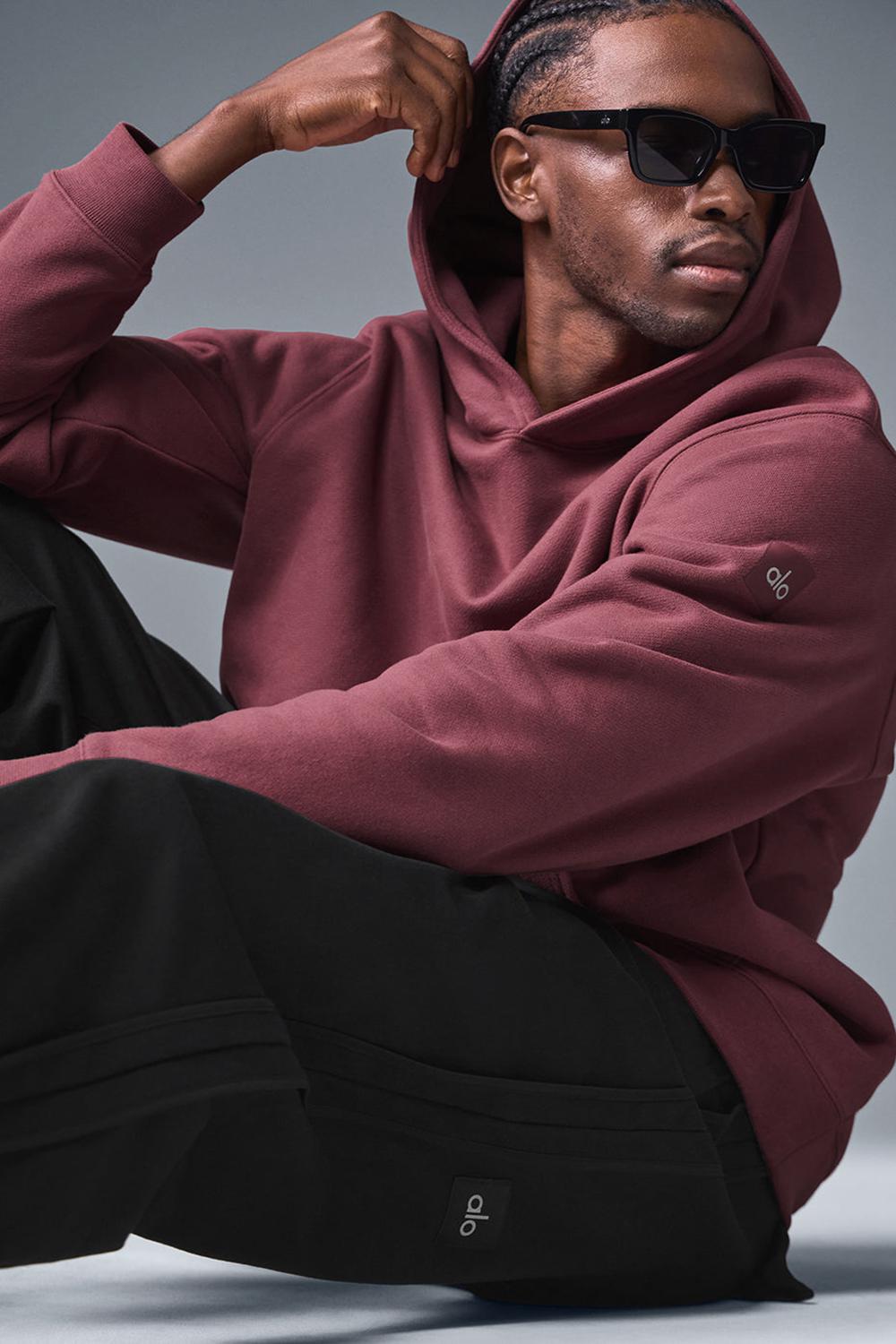 Burgundy Truffle Men Alo Yoga Renown Heavy Weight Hoodie | Australia  89421-WOZM