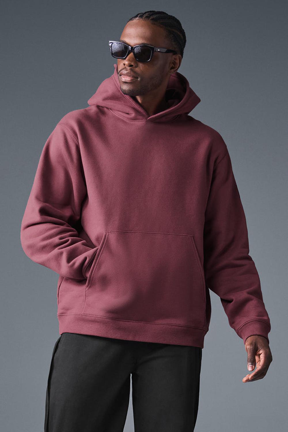 Burgundy Truffle Men Alo Yoga Renown Heavy Weight Hoodie | Australia  89421-WOZM