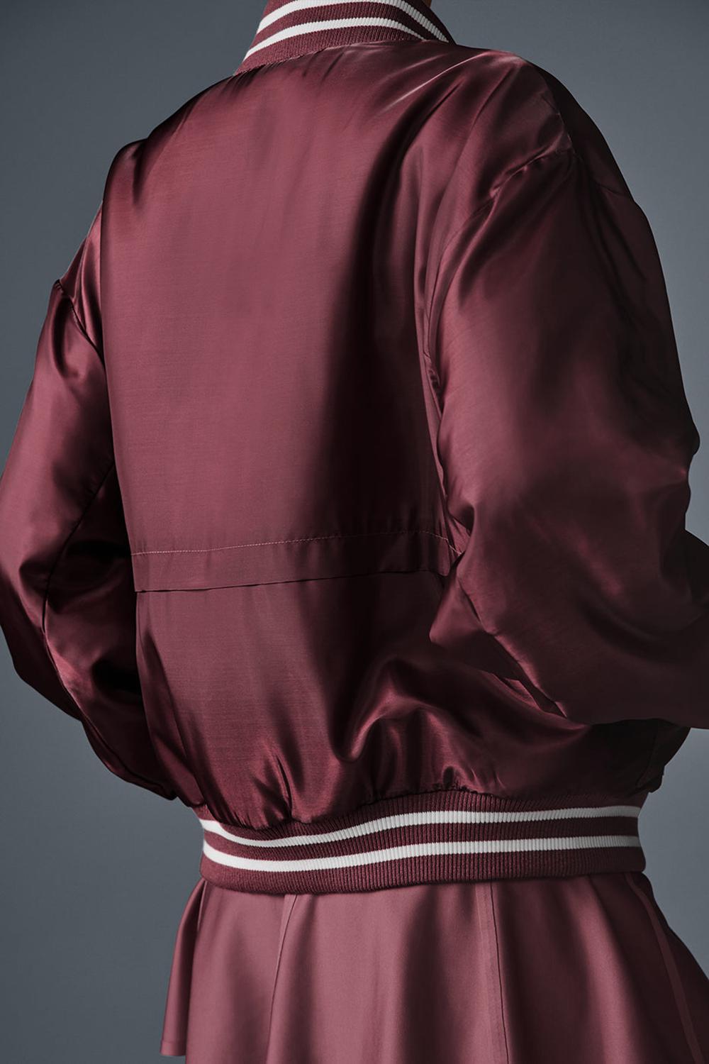 Burgundy Truffle Women Alo Yoga Afterglow Varsity Jacket | Australia  43627-UPYQ