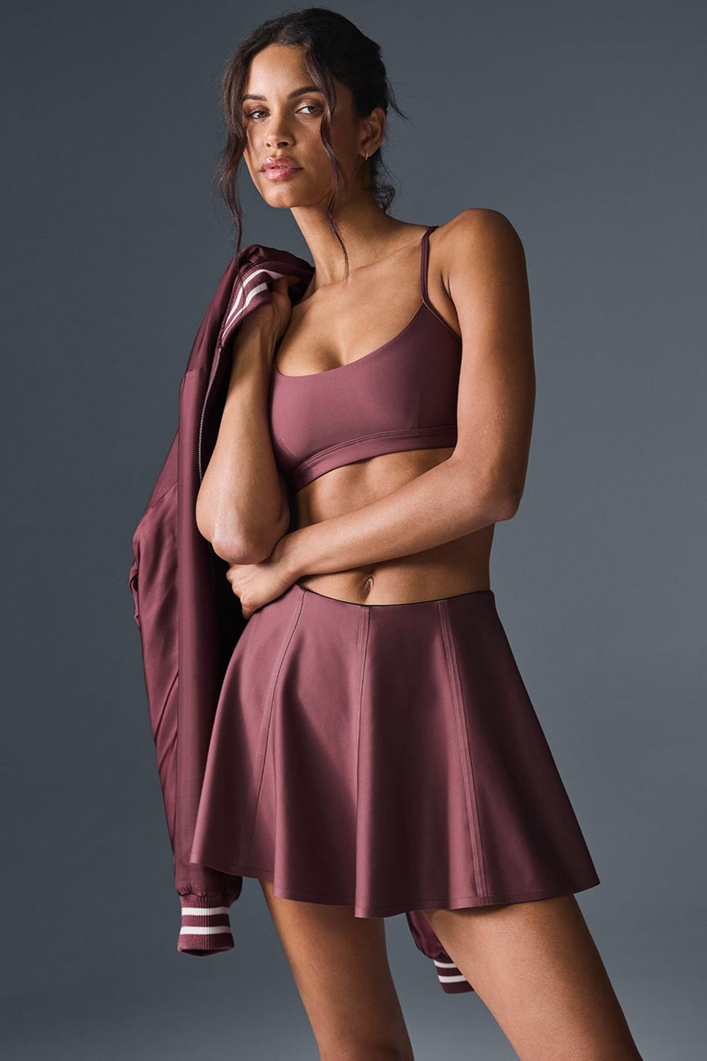 Burgundy Truffle Women Alo Yoga Airlift Down The Line Tennis Skirt | Australia  34892-AHQW