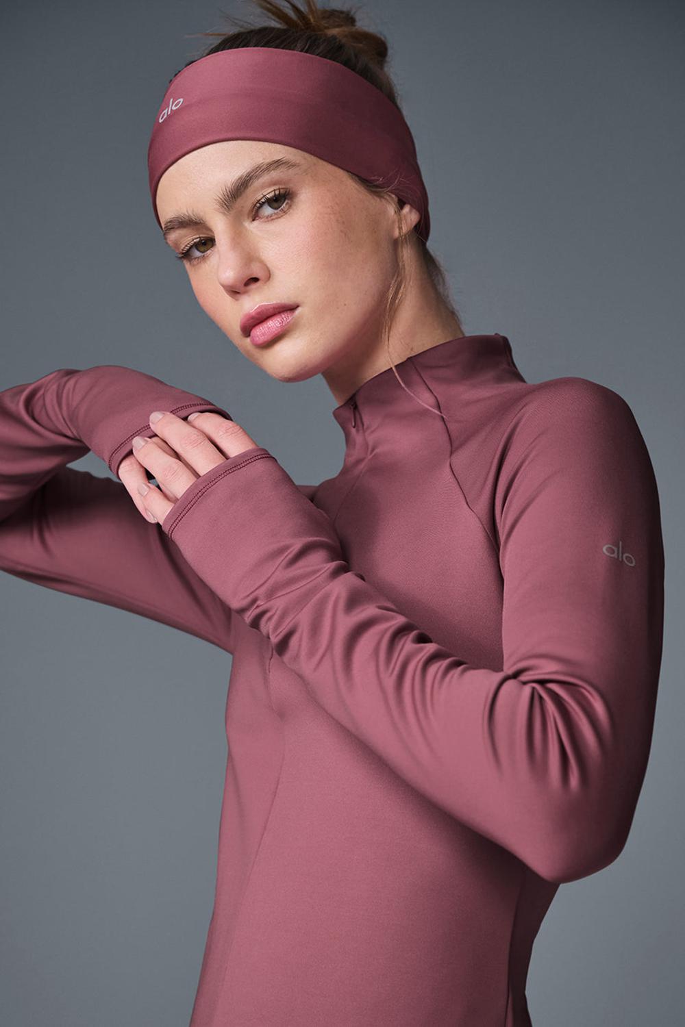 Burgundy Truffle Women Alo Yoga Airlift Winter Warm 1/4 Zip Long Sleeve | Australia  32976-ZCON