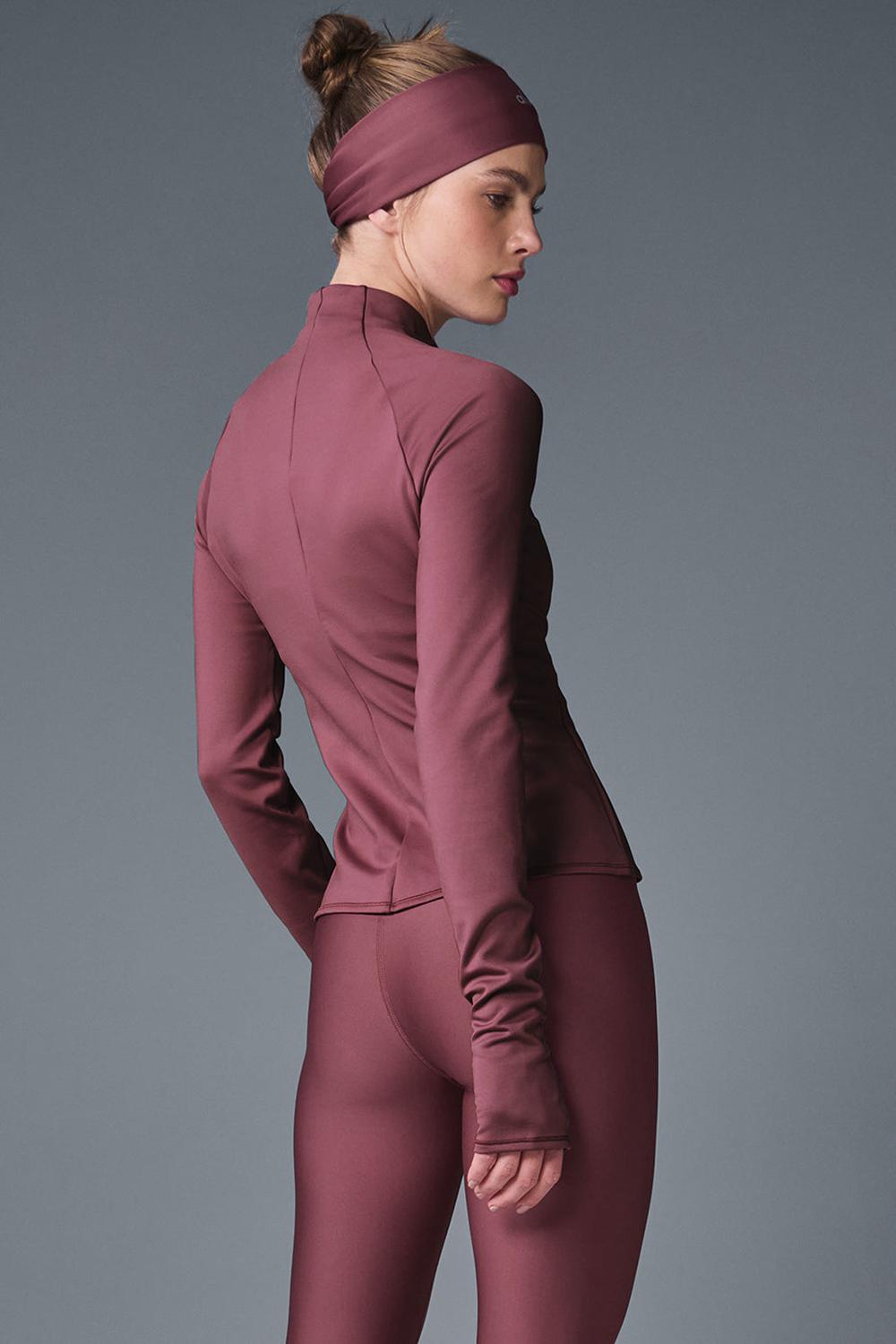 Burgundy Truffle Women Alo Yoga Airlift Winter Warm 1/4 Zip Long Sleeve | Australia  32976-ZCON