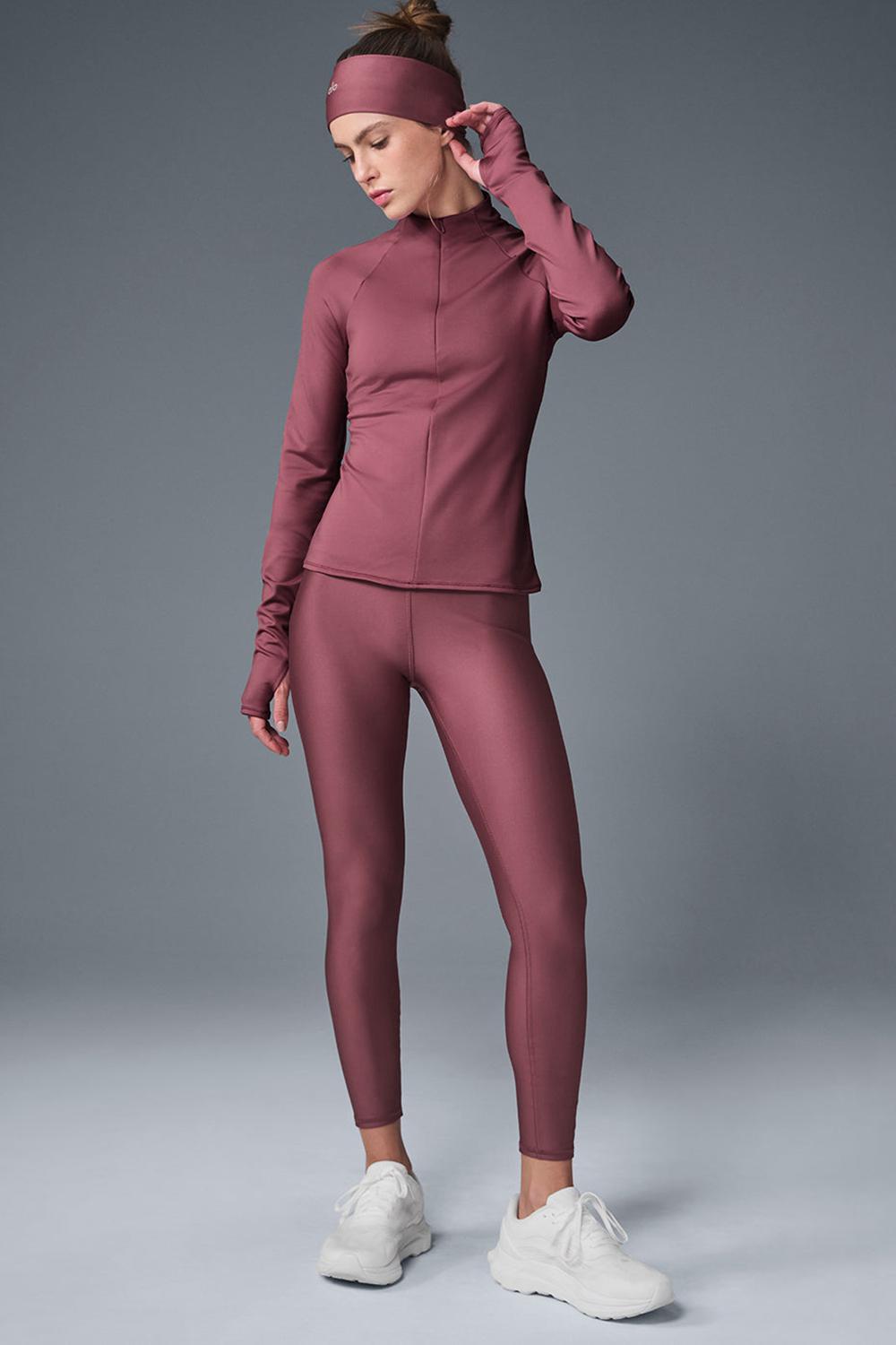 Burgundy Truffle Women Alo Yoga Airlift Winter Warm 1/4 Zip Long Sleeve | Australia  32976-ZCON