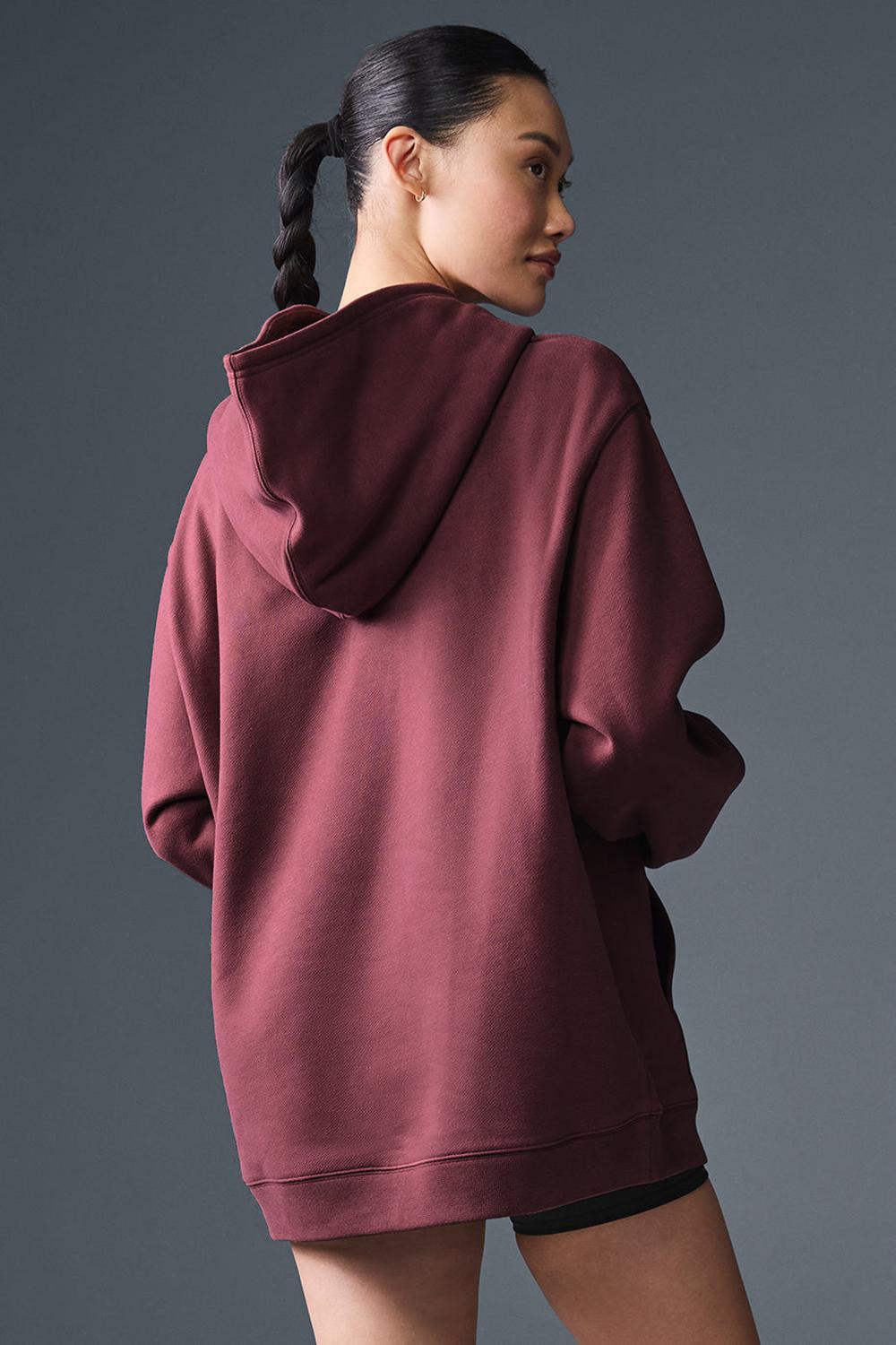 Burgundy Truffle Women Alo Yoga Renown Heavy Weight Hoodie | Australia  45096-AEMW