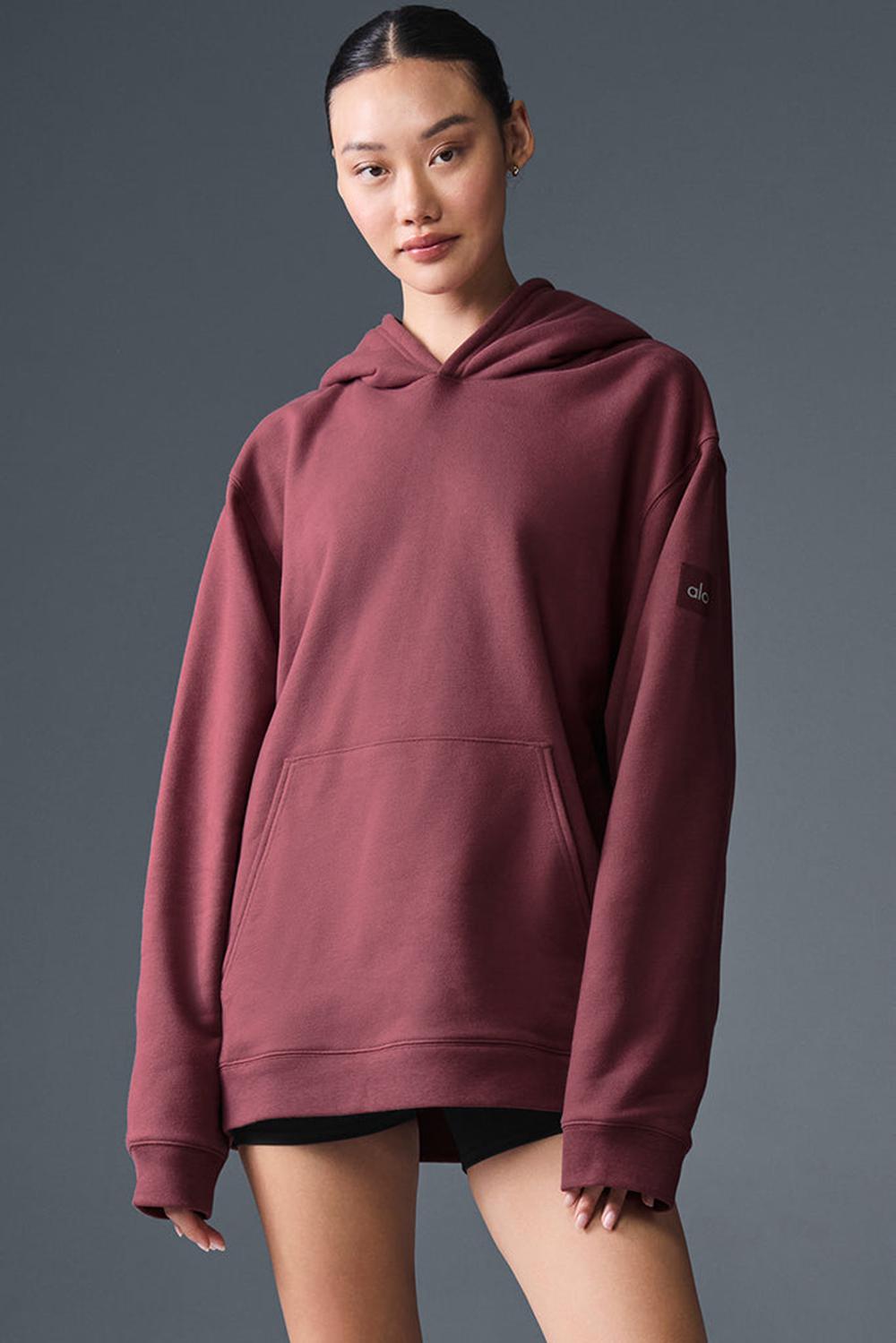 Burgundy Truffle Women Alo Yoga Renown Heavy Weight Hoodie | Australia  45096-AEMW