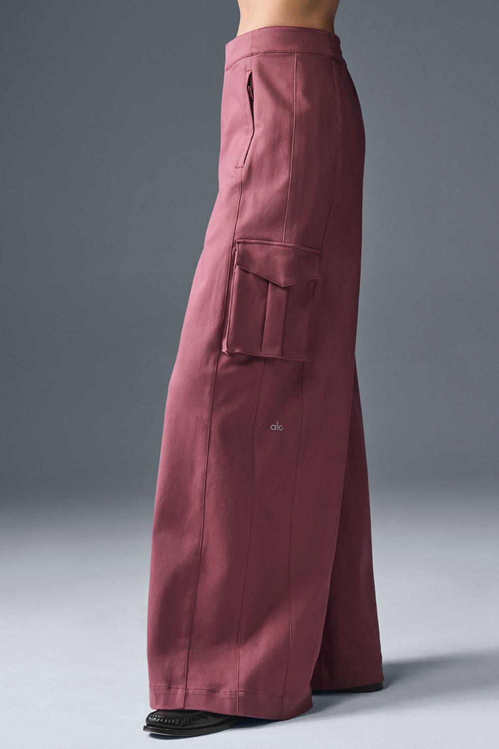 Burgundy Truffle Women Alo Yoga Show Off Cargo Wide Leg (Regular) Pant | Australia  64807-WTCL