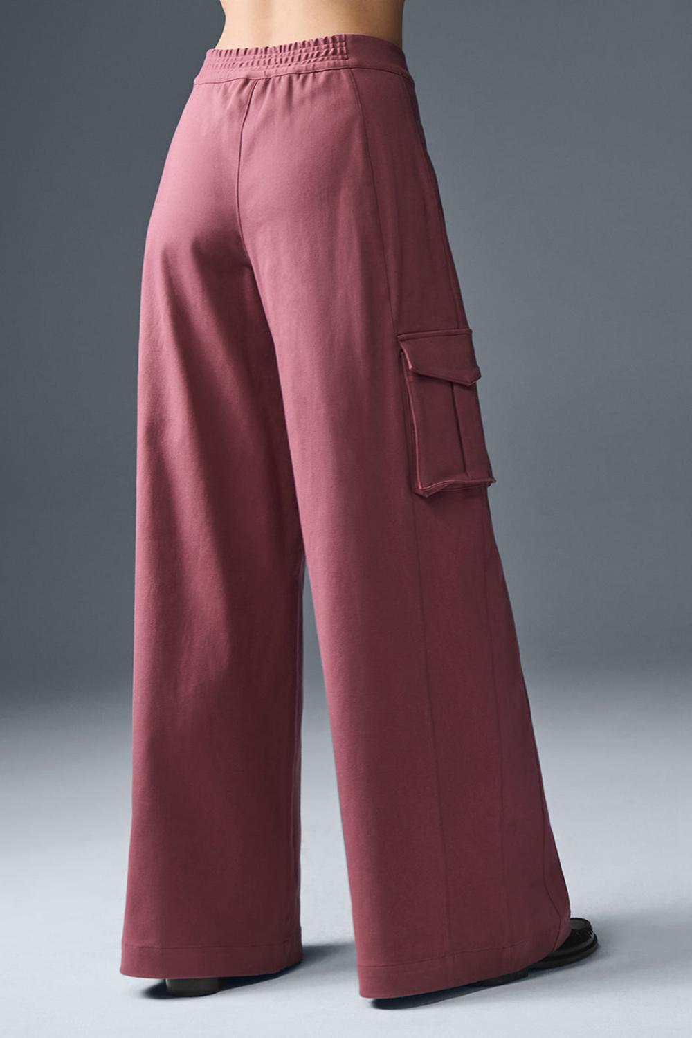 Burgundy Truffle Women Alo Yoga Show Off Cargo Wide Leg (Regular) Pant | Australia  64807-WTCL