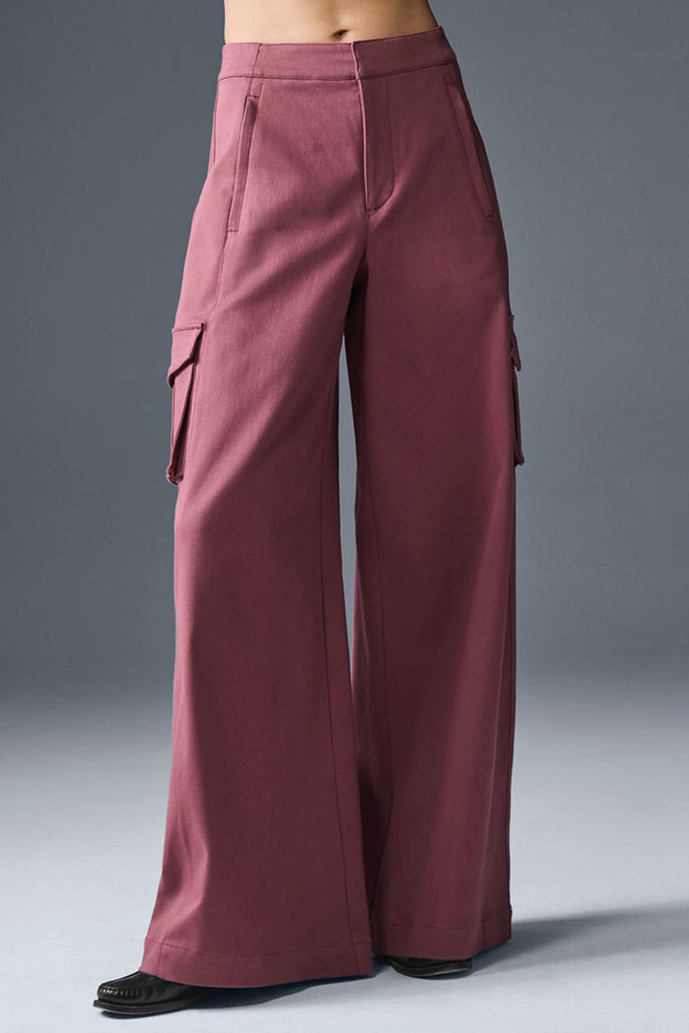 Burgundy Truffle Women Alo Yoga Show Off Cargo Wide Leg (Regular) Pant | Australia  64807-WTCL