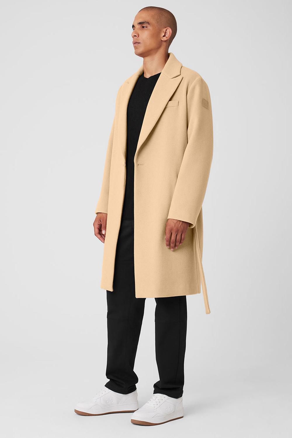 Camel Men Alo Yoga Wool Gameday Overcoat | Australia  96843-SBJD